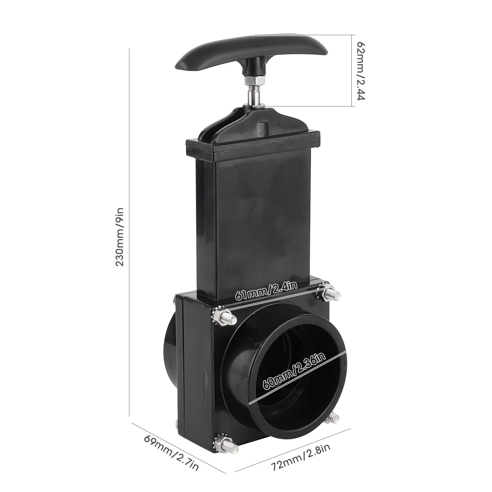 EBTOOLS Válvula de Drenaje RV, válvula de Drenaje RV de 50 mm, válvula ABS para alcantarillado de residuos, para Accesorios al Aire Libre para Caravana