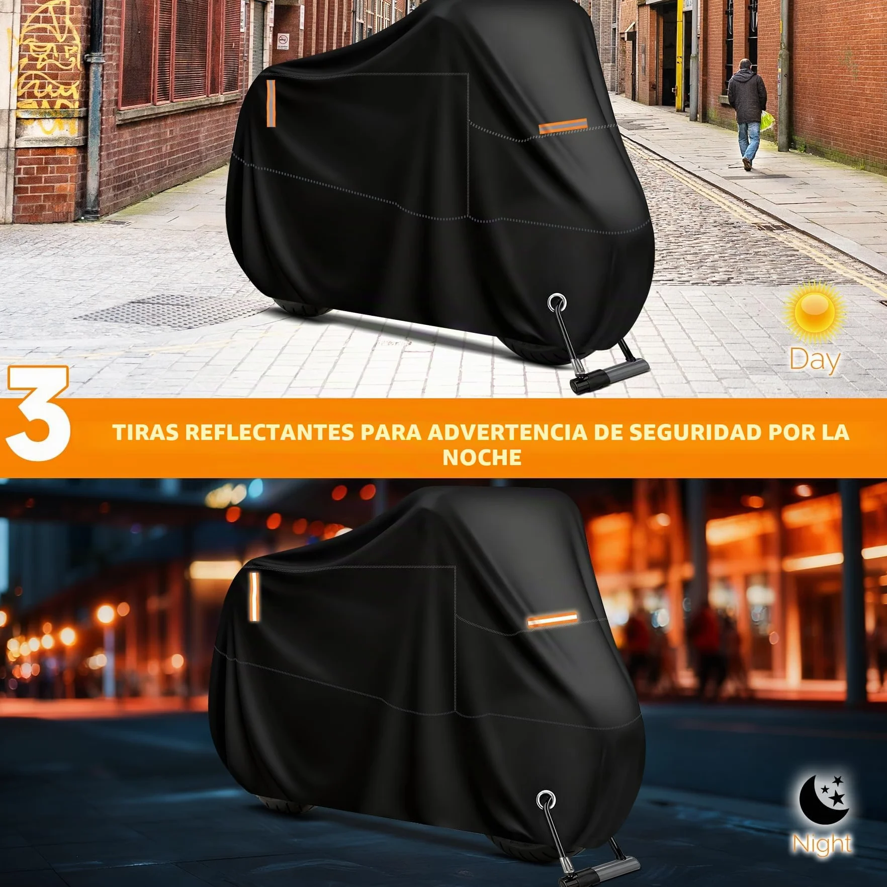 Funda para Moto Scooter, Cubierta de Moto Impermeable Protección Outdoor&Indoor, Funda Motocicleta Bicicletas a Prueba de Sol Lluvia Polvo Viento Nieve Excremento de Pájaro, XXL, 245x105x125cm