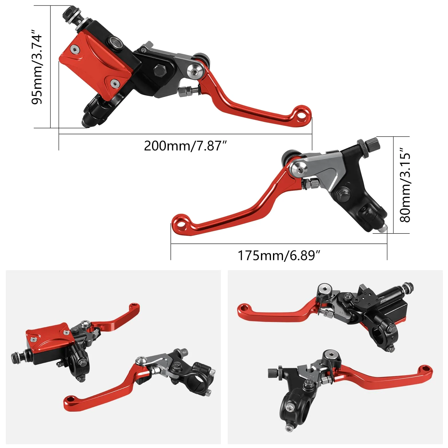 Palanca de embrague de freno Para Honda CRF250R CRF450R CRF125F CRF250X CRF450X CR80R Palanca de freno y embrague con cable(Negro)
