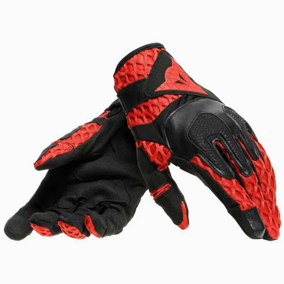 Dainese Air-Maze Unisex Gloves, Guantes Moto Verano, para Hombres y Mujeres, Negro/Rojo, S