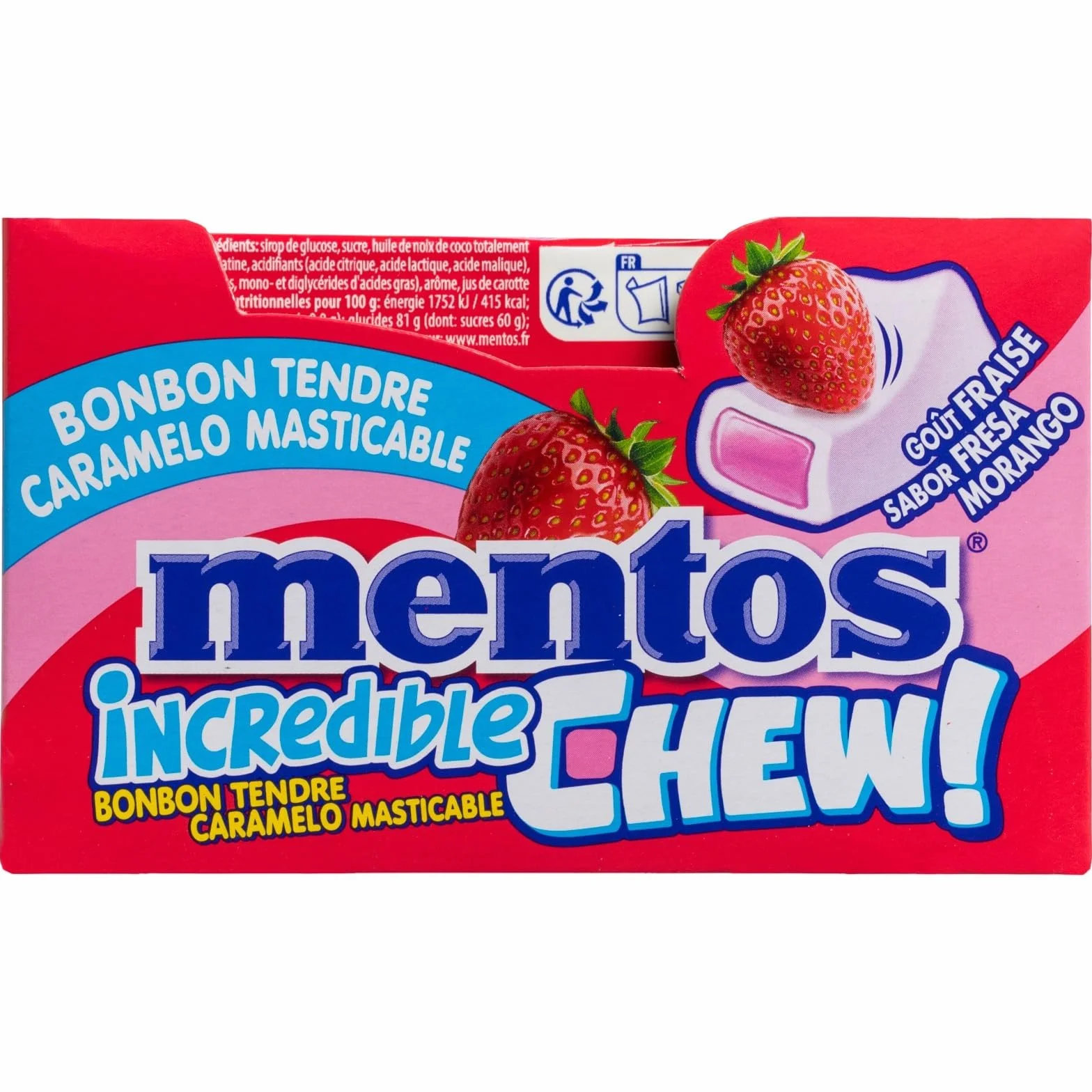 iChuches Caramelos Chew 20 Sticks Individuales Fresa Masticables Textura Extra Tierna