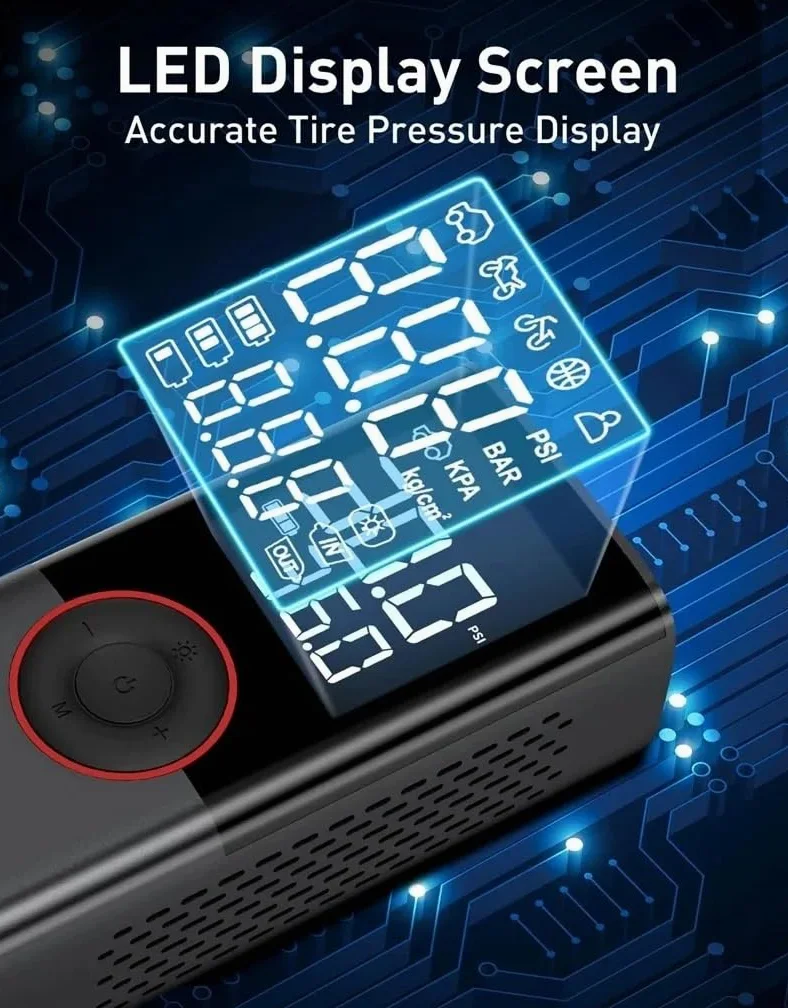 Compresores de aire portátiles Inflador de neumáticos con bomba de aire de 150PSI, compresor de aire portátil con manómetro Digital para coche, bicicleta, motocicleta y bola Inflador Ruedas Coche
