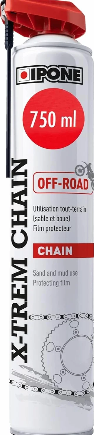 IPONE - Grasa para Cadena Moto Todo Terreno X-trem Chain Off-Road - Formulación Antiadherente - Pulverización precisa sin salpicar - Dosificador Multiposición 750 ml