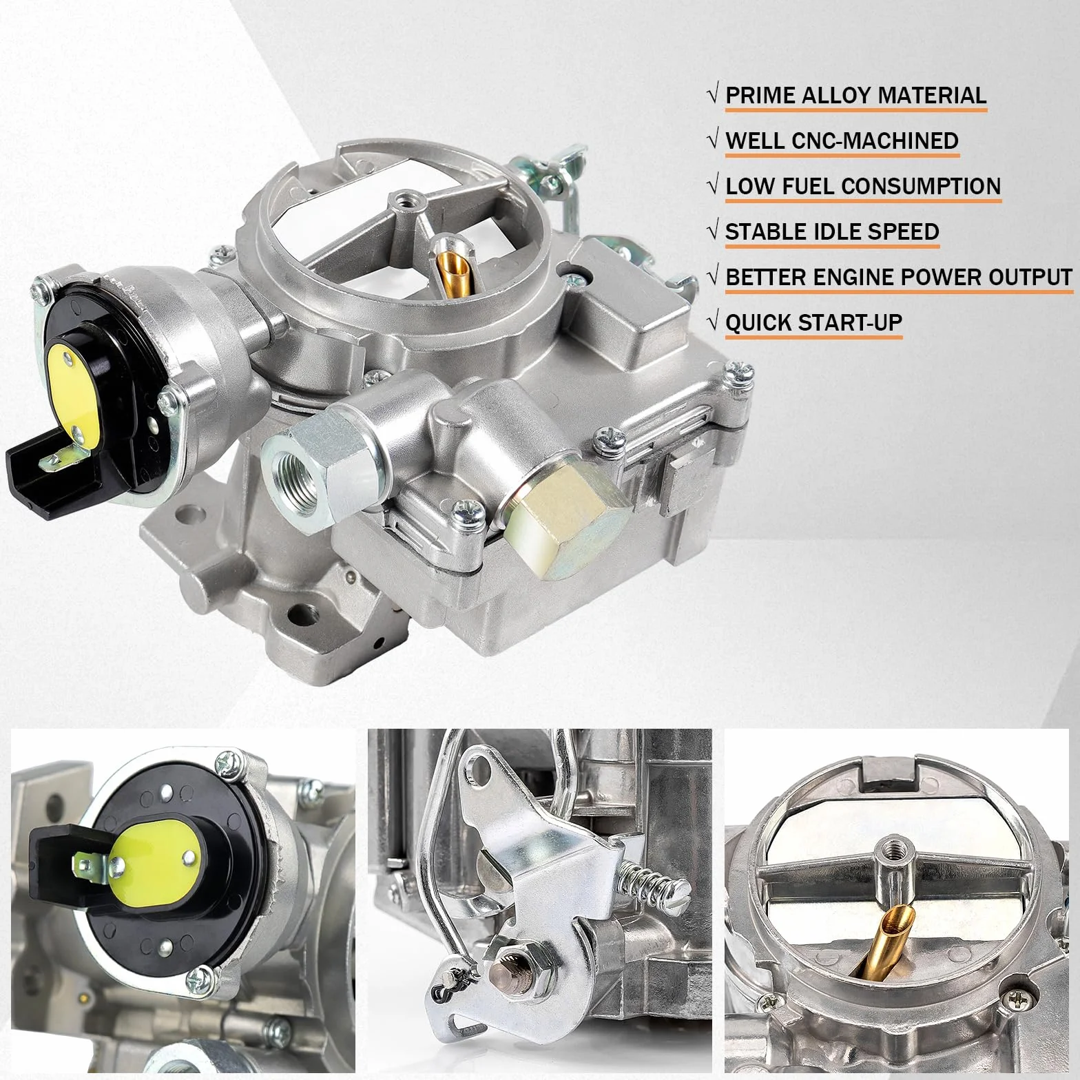 Carburador para motores Mercruiser 3.0 2.5L 4CYL de 2 barriles Marine Mercry Mercarb con estrangulador eléctrico y juntas de chorros de enlace corto largo, reemplaza 3310-864940A01, el patrón de perno