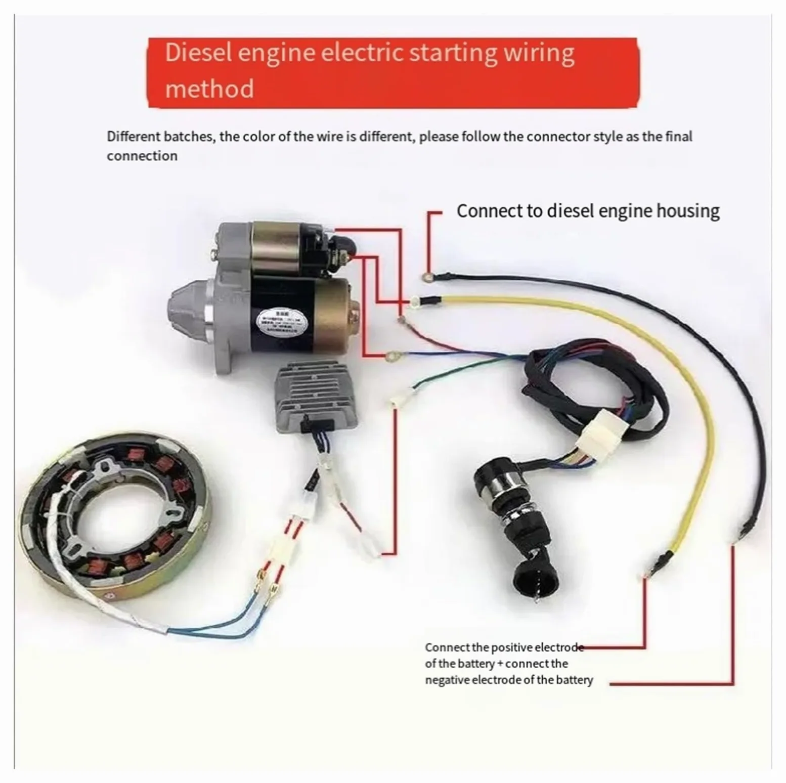 Arranque Motor para GENERADOR DIÉSEL 170F 173F 178F 186F 188F 192F 5KW Motor Arranque Volante Engranaje Corona Kit CONVERSIÓN Arranque ELÉCTRICO Starter Motor(178F CW)