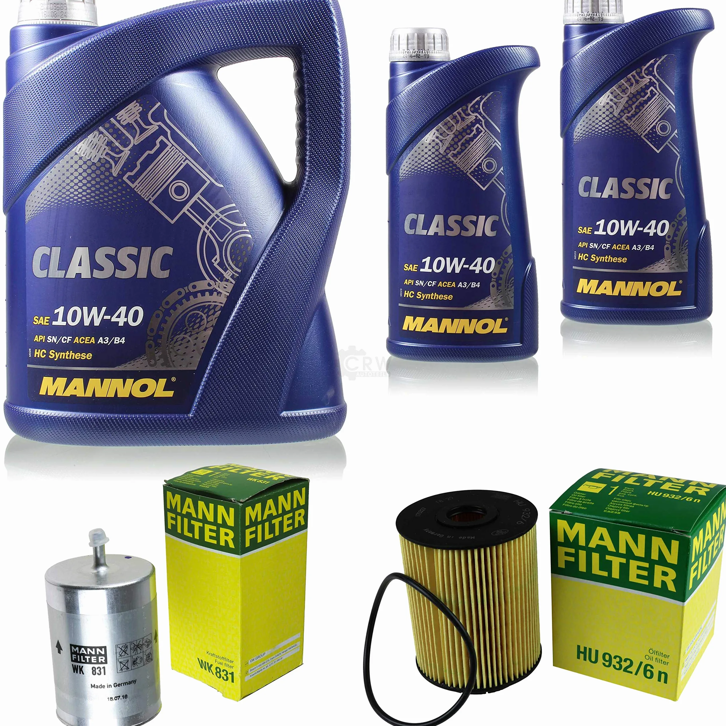 QR-Parts Kit 85461058 MN7501-5 MN7501-1 HU 932/6 n WK 831 7 L Classic 10W-40 + paquete de filtros MANN 10934238