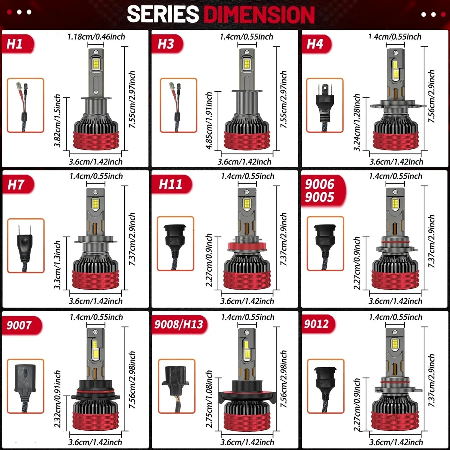 Bombilla LED H4 H7 LED CANBUS H11 H1 H3 9005 Kit Luces LED Repuesto | HB3 9006 HB4 9007 9008 9012 Faros LED 5200W 6000K Faro de coche Buld 12V