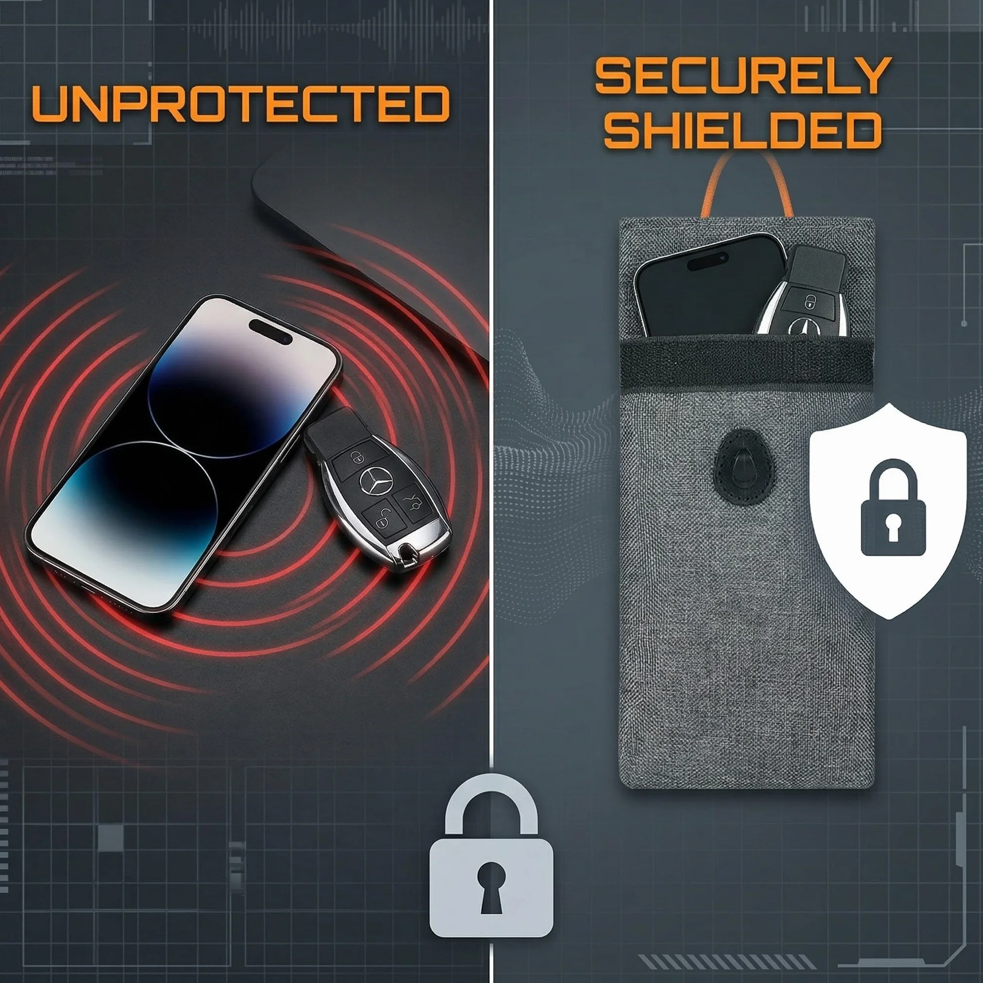 Bolsa Faraday, Protector de Jaula, Protector de Llavero Faraday, Caja de Bloqueo de Señal de Llave de Coche, Jaulas de Bloqueo de Señal Antirrobo, Inhibidor de Señal Móvil 4G/GPS (Gris)