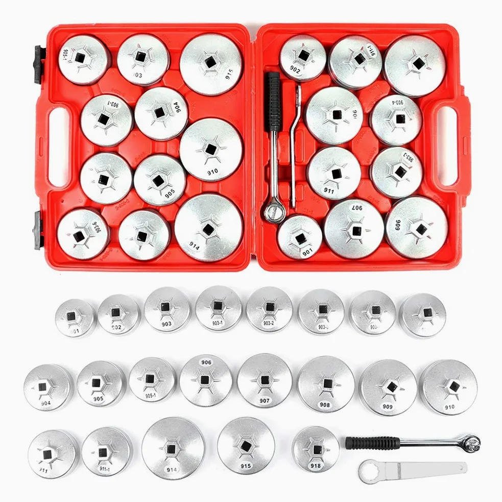Ejoyous Juego de vasos de aluminio para llaves de filtro de aceite - 23 piezas