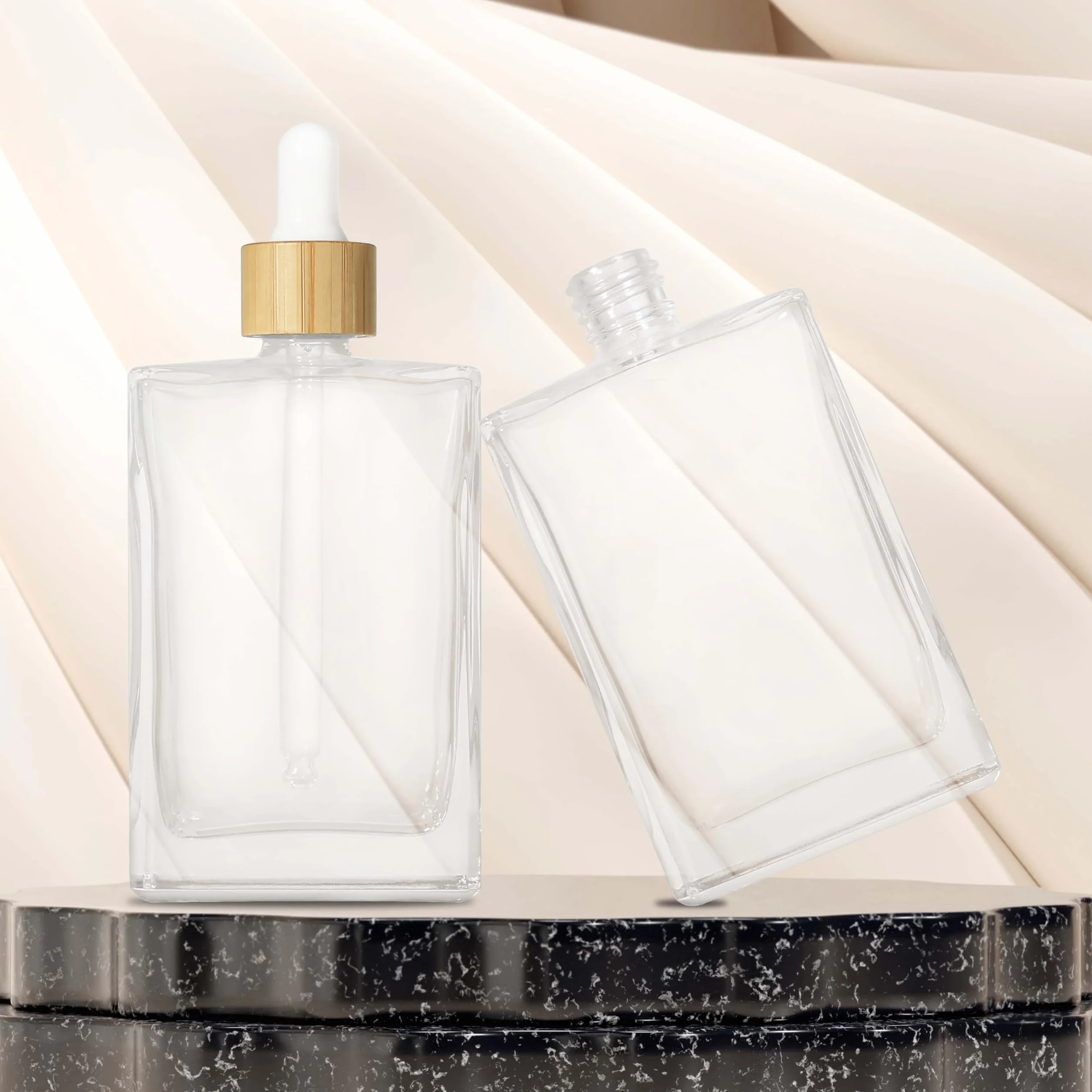 COSIDEA 3 botellas de vidrio plano transparente 100 ml para aceites esenciales de viaje