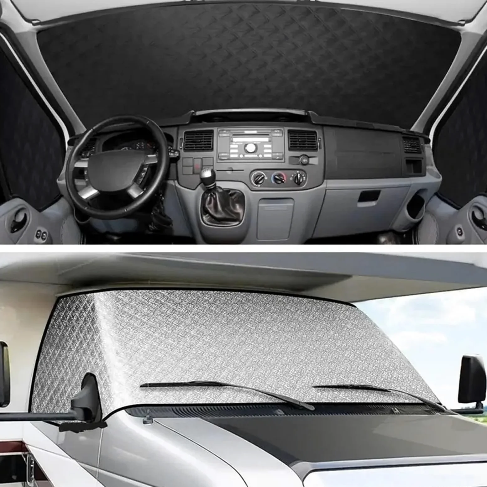 Parasoles Coche para Ford E450 Clase C 1997-2022, Cubierta De Nieve para Ventana RV, Parasol Delantero, Accesorios para Autocaravana, Parabrisas