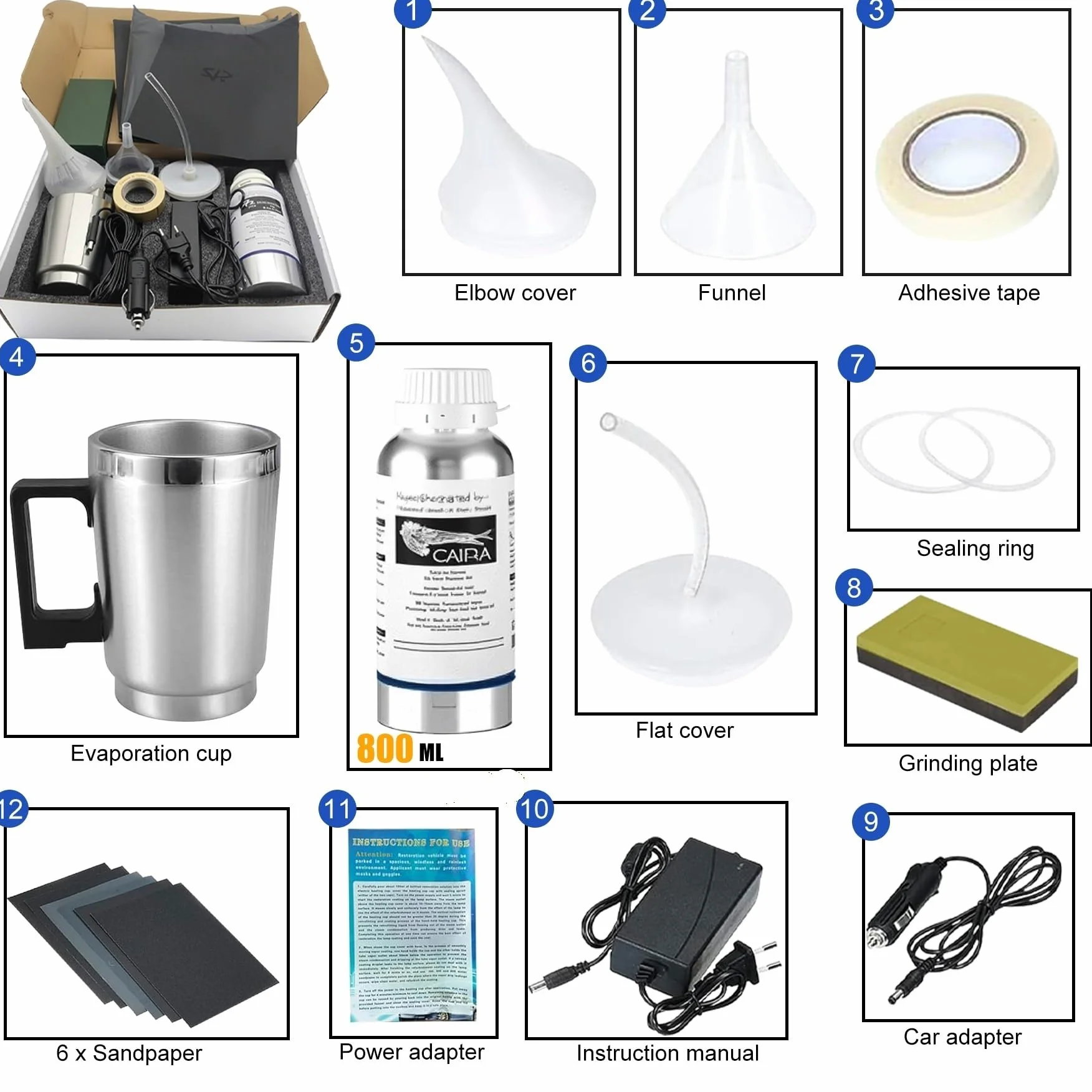 Kit de Pulido para Faros de Coche - Restauración Profesional de Faros - Haz Que Tus Faros Brillen como Nuevos