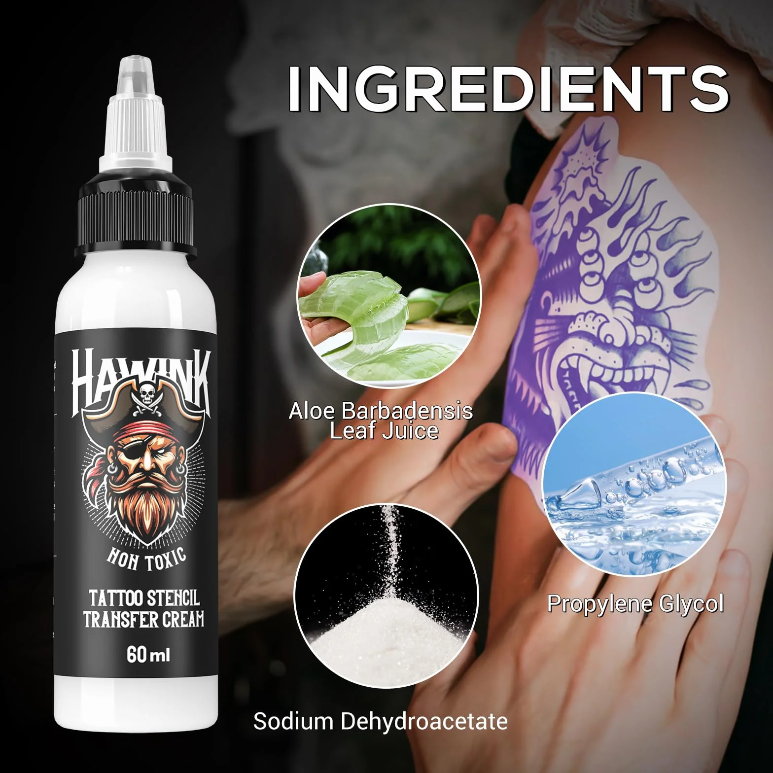 HAWINK Tattoo Transfer Gel Cream 2oz 60ml Bálsamo de Tatuaje para Máquina de Transferencia