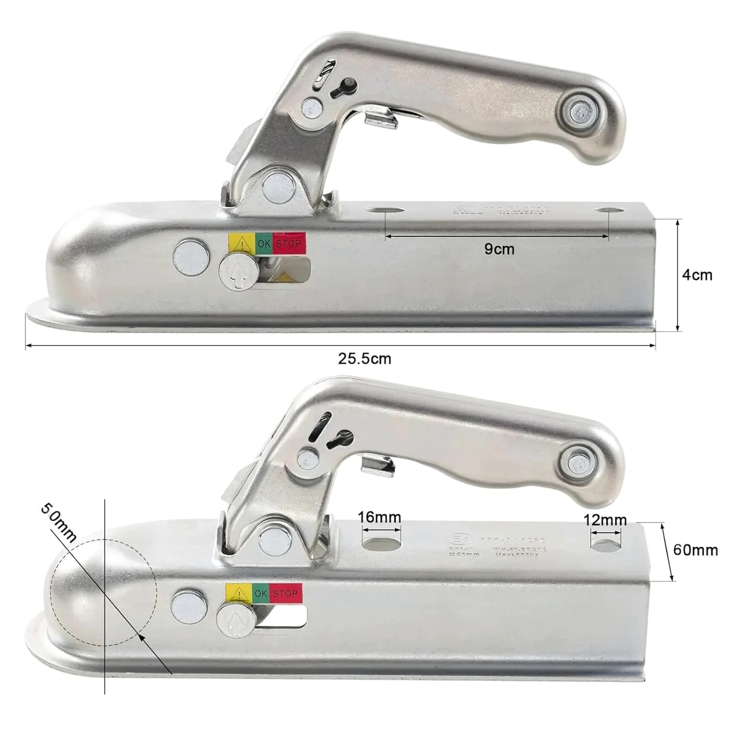 HEYOUTH Enganche de Remolque 60 mm,Acoplador para Remolque, hasta 1500 kg