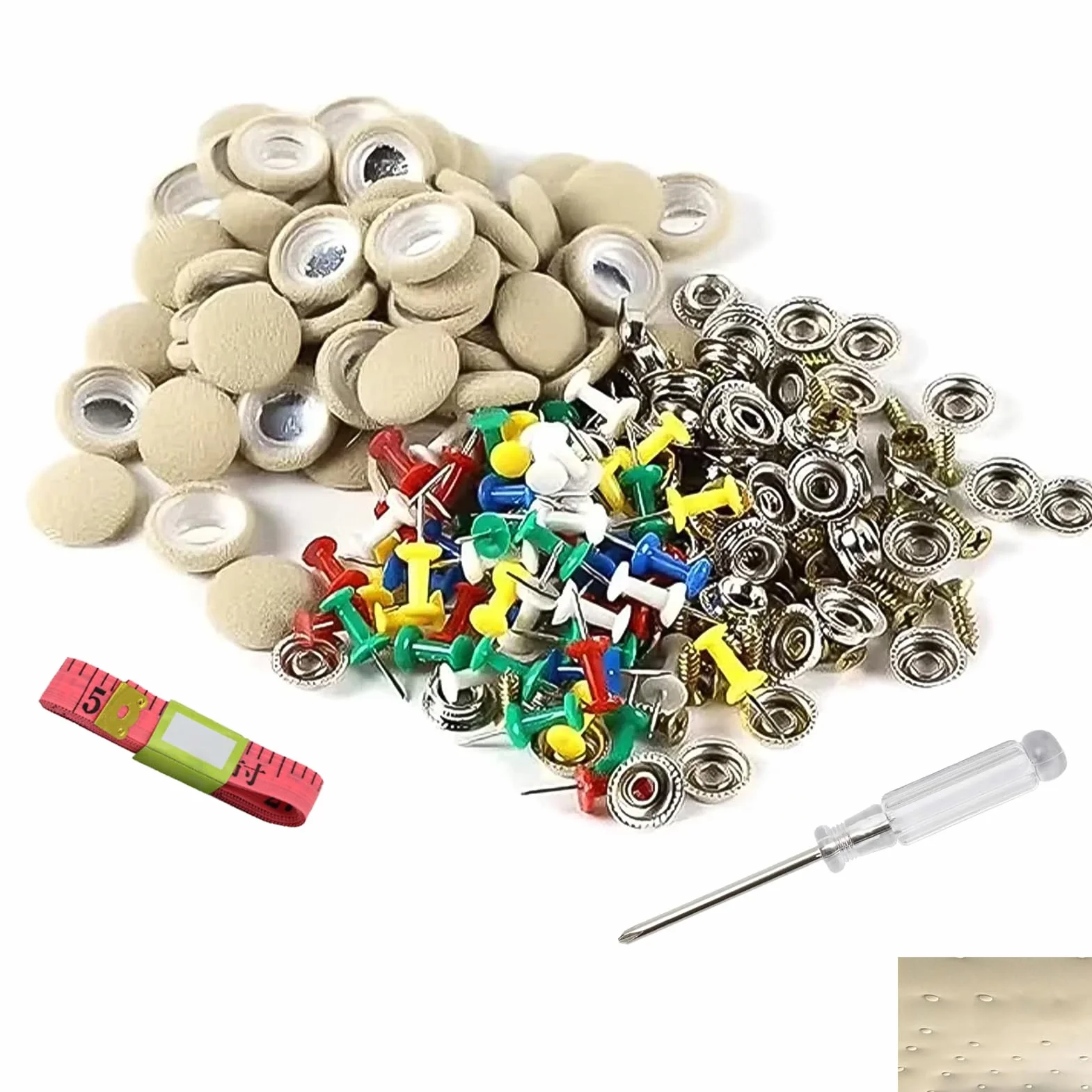 30 Piezas Kit Chinchetas Techo Coche, Botones Reparación Techo Coche con Pasadores Destornillador Cinta Métrica Universal para Cielo Techo Caído Retenedor Tejido Vehículo