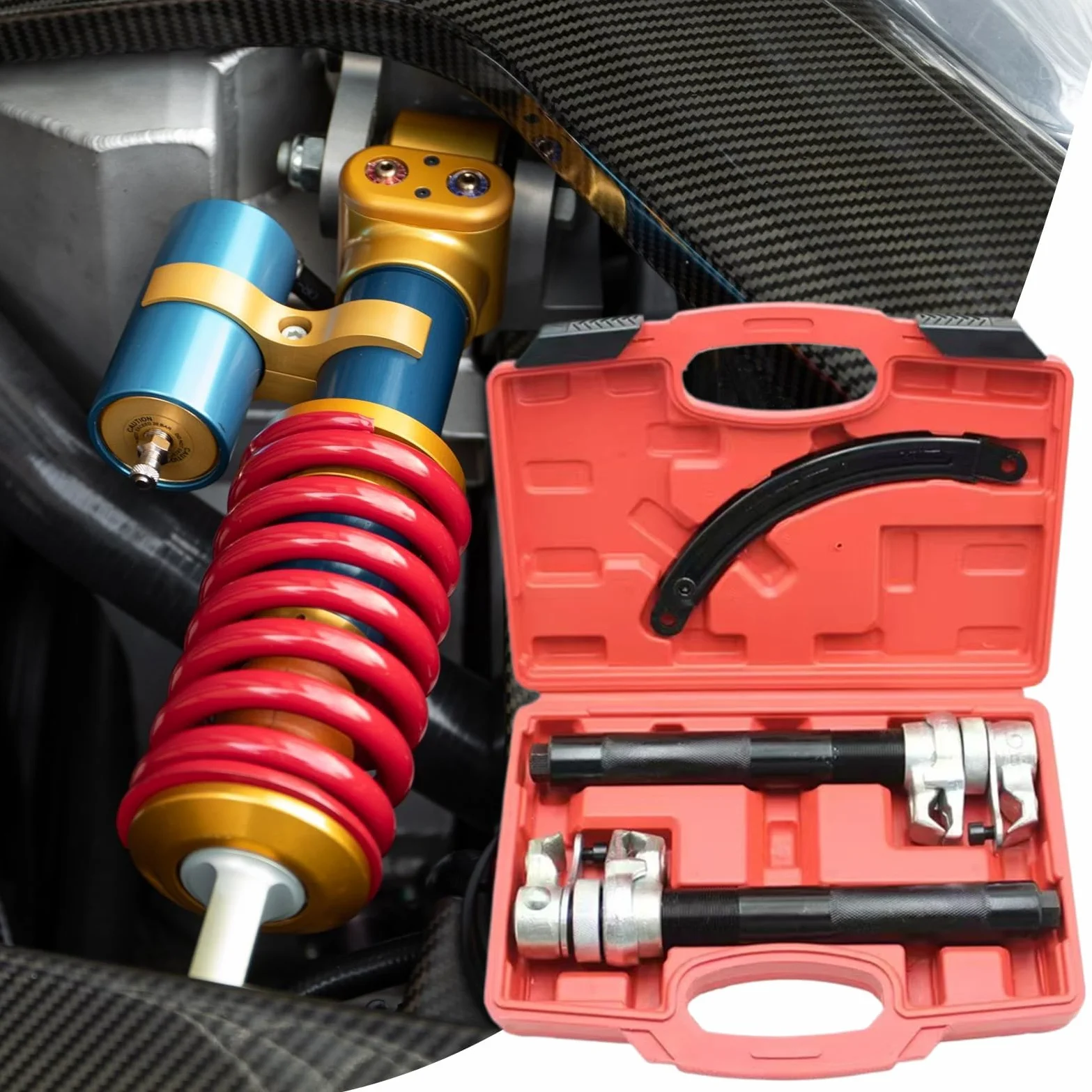 Compresor De Muelles Automoción Kit De Compresión De Resortes Para | Herramientas de Montaje con para Componentes de Frenos, Motor, Remolque y Dirección