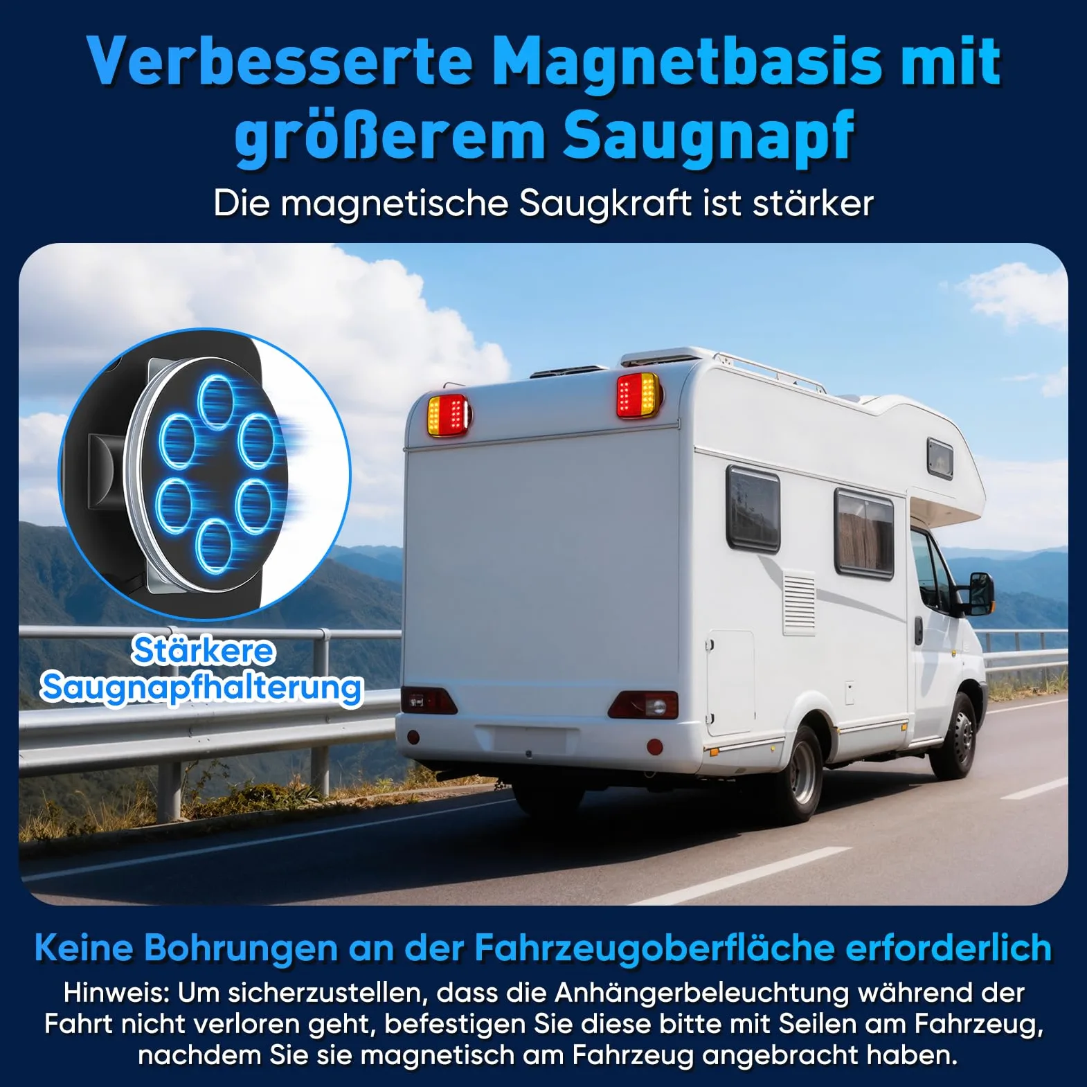 BlumWay Luces magnéticas inalámbricas para remolques, transmisores mejorados de 2,4 GHz con batería de 2000 mAh, kit de iluminación para camiones, barcos, autocaravanas, vehículos, caravanas