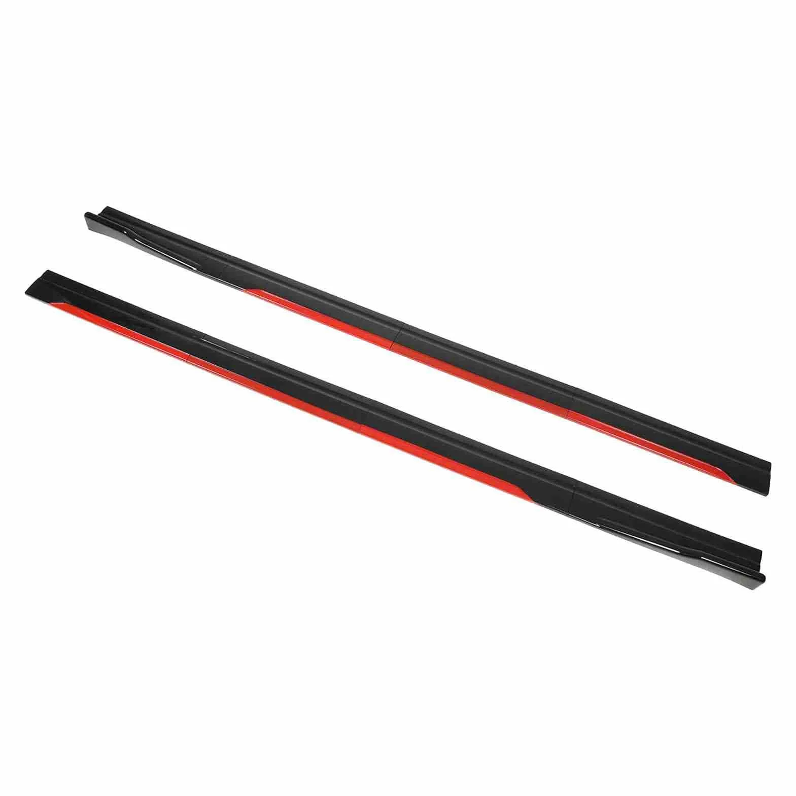 Faldón Lateral con Diseño de Carrocería de Coche con Ala Difusora de Divisores, Borde Rojo Negro Brillante, Ajuste Universal para. y