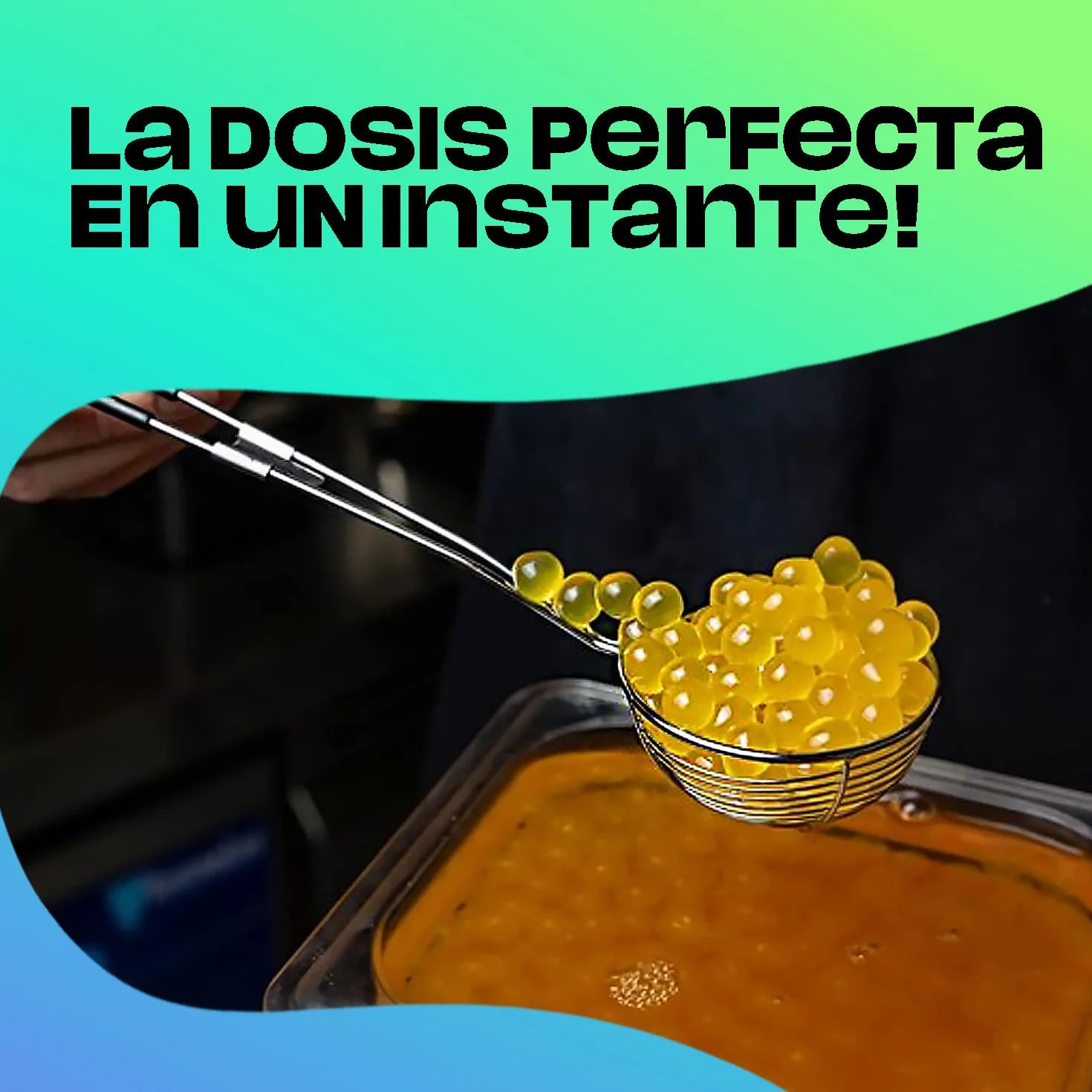 Bubble Mania Cucharón para té de burbujas de acero inoxidable para tapioca boba y gelatina de coco