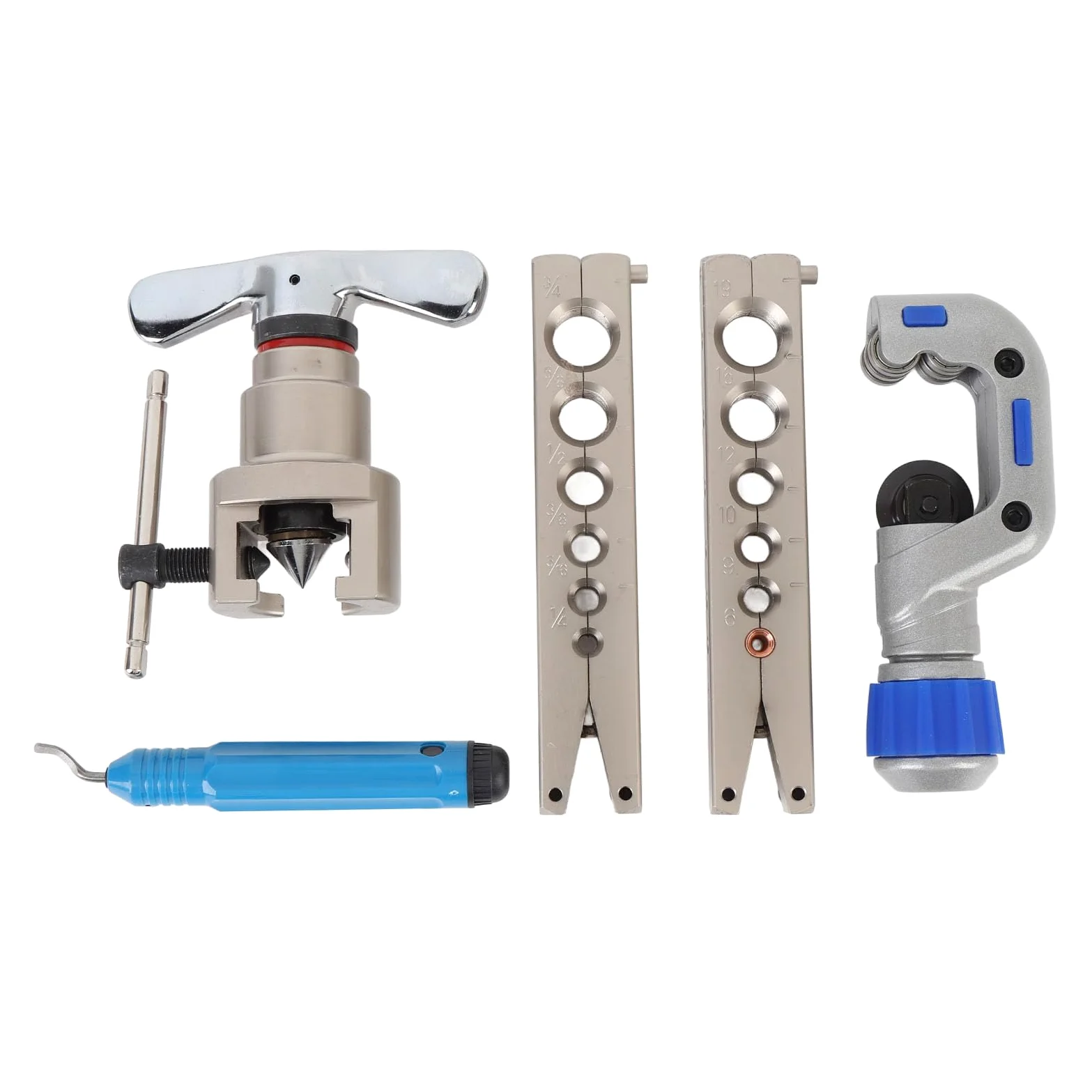 CHICIRIS Kit de Herramientas de Abocardado de 5 Piezas, Herramienta de Abocardado de Tubos HVAC de Metal con Cortador de Tubos, para de Aluminio de Cobre de 1/4 Pulgadas, 5/16