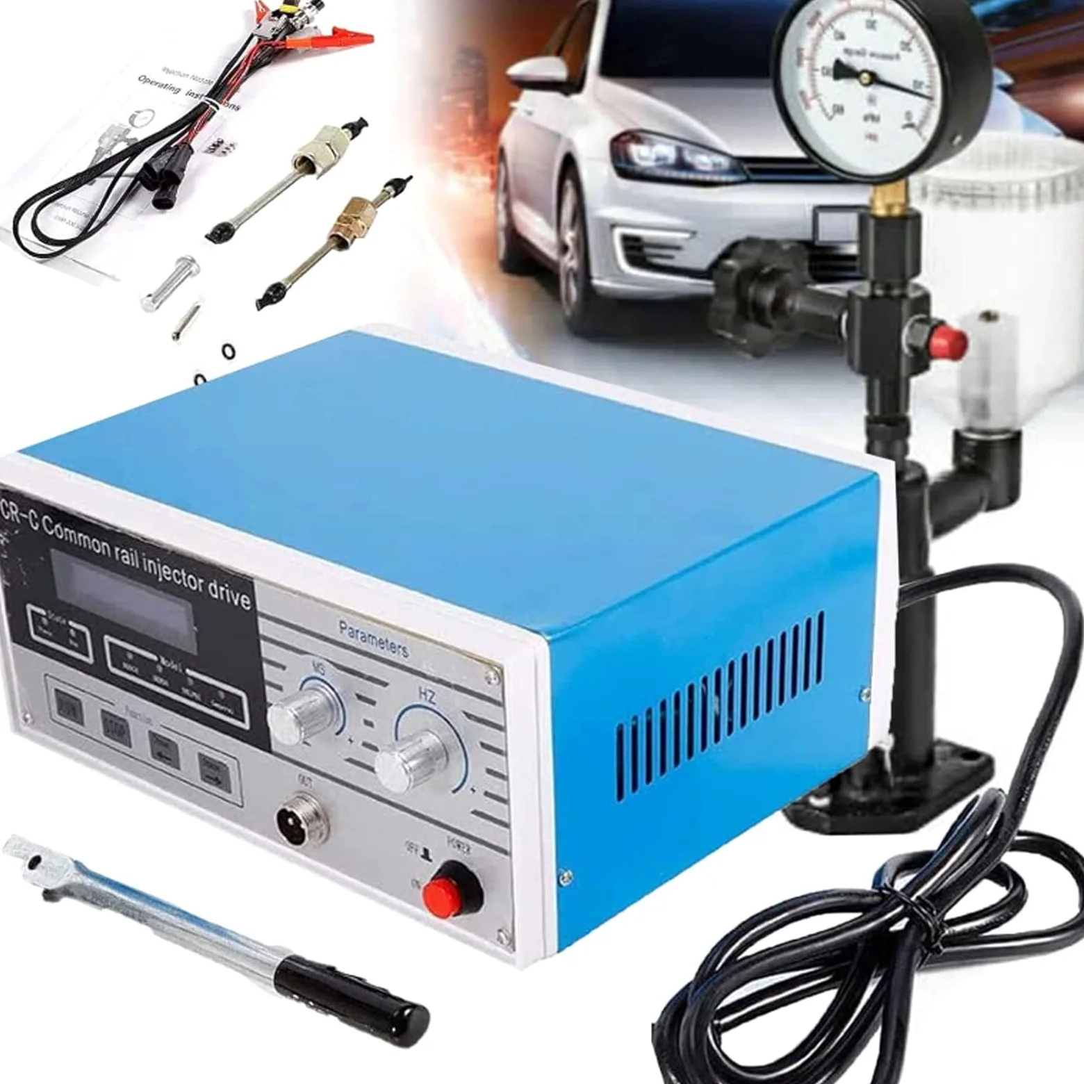 Kit De Compresión Del Probador De Inyectores Diésel, Probador De Boquillas Diésel Profesional Multifunción CR-C + Boquilla De Inyector De Combustible S60h, Para Inyectores Electromagnéticos