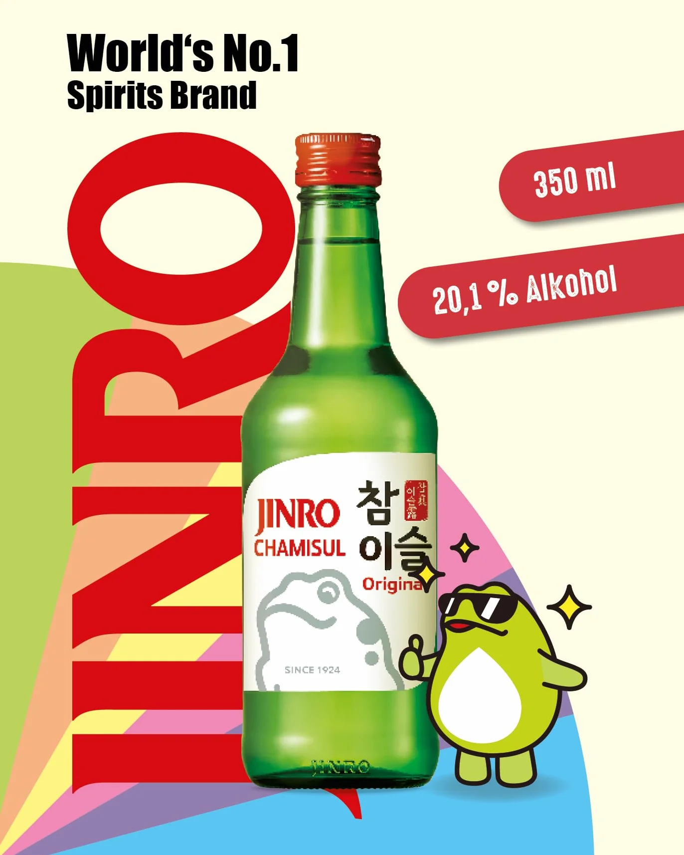 JINRO Hitejinro Chamisul Original Soju 20,1% Vol 350 ml