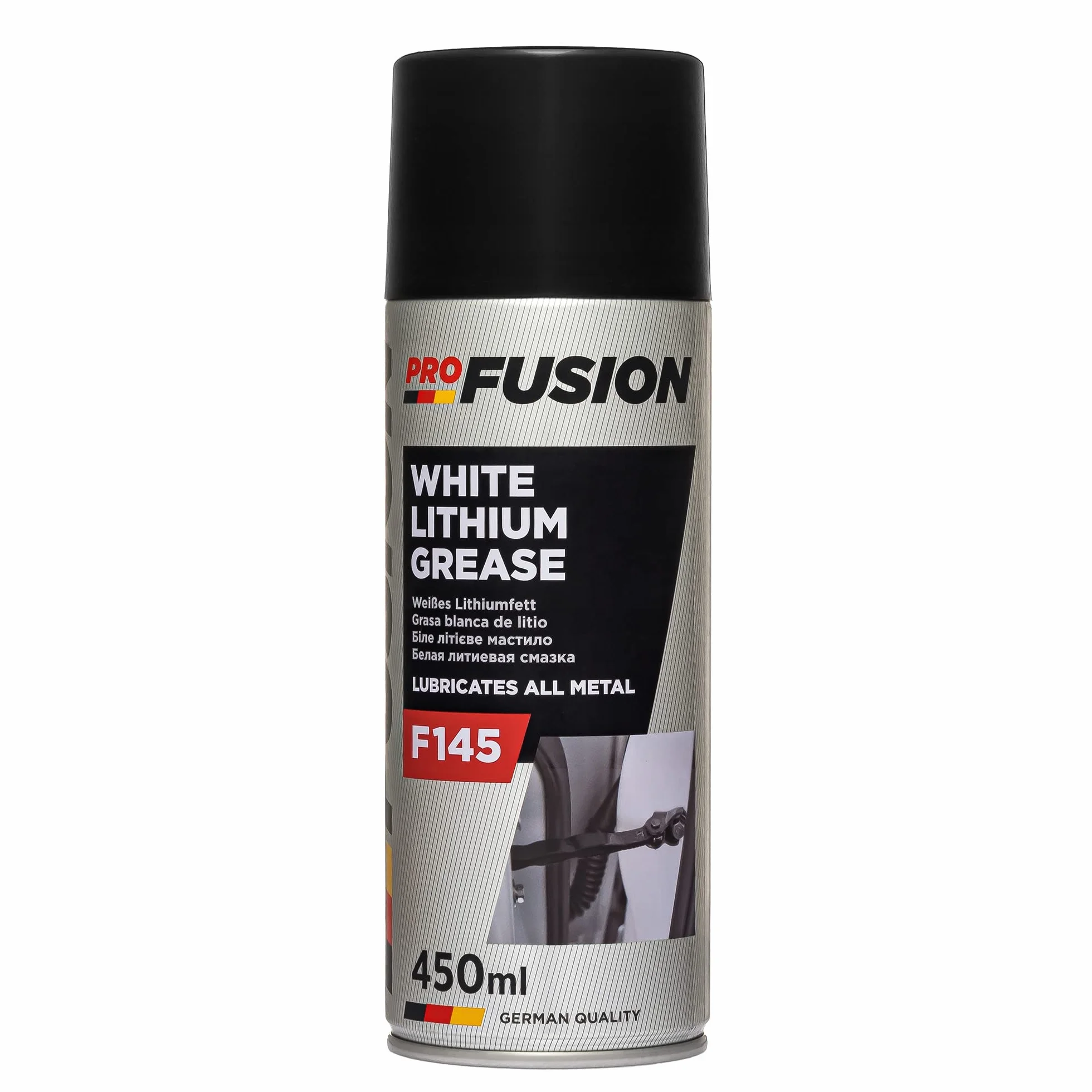 ProFusion Grasa Blanca de Litio en Spray - Resistente a la Corrosión de la Sal - para Lubricar Piezas de Metal y Plástico - Grasa Blanca de Litio - Solución Rápida y Eficaz - 450 ml