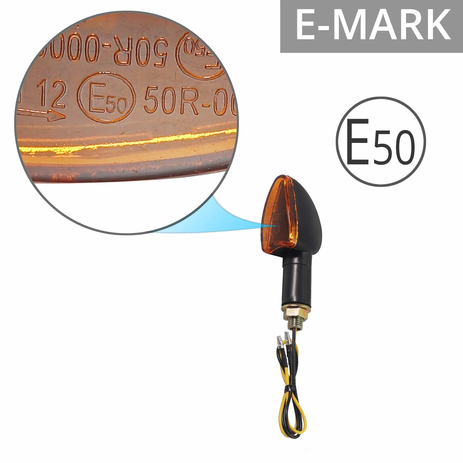 Justech 4PCs 10W Intermitentes para Moto Homologados de E-Marked E50 12V Luces de Señal de Giro Impermeable IP65 de 2 Cortos y 2 Largos Ámbar Bombillas de Indicador para M10 Motocicleta Scooter