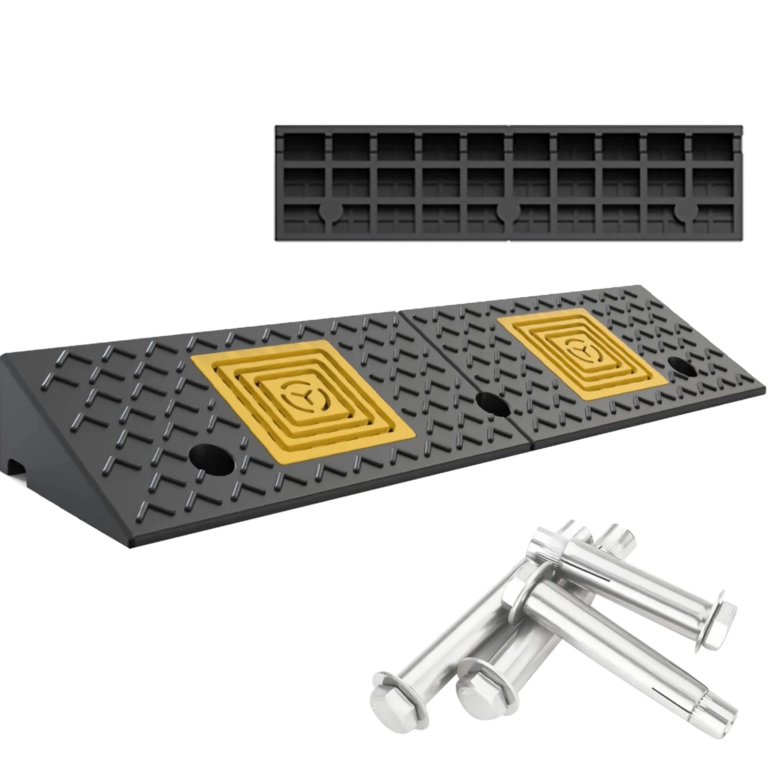 Rampa de Goma para bordillos, rampa para umbrales de 100 × 25 cm para entradas de Garaje, aceras, Coches, Bicicletas, Motos, patinetes y sillas de Ruedas, Capacidad de Carga de 11 000 Libras