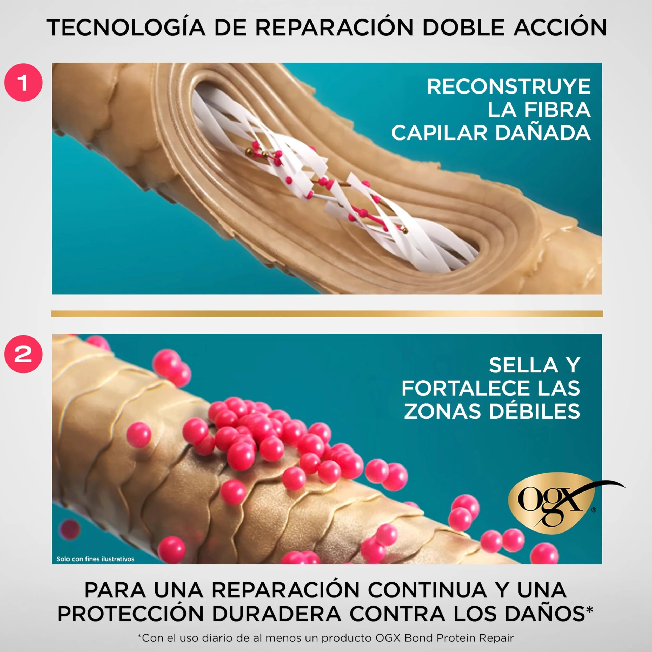 OGX Bond Protein Repair Leave in Conditioner Mist 193 ml protector térmico 230°C cabello seco dañado
