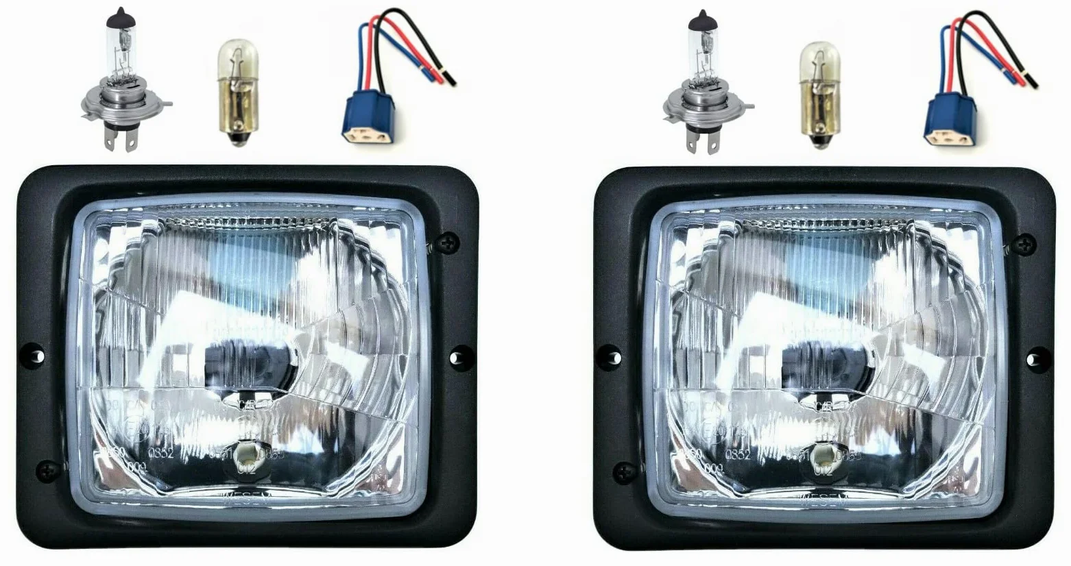2 faros de carretera, luz de cruce, con portalámparas bombillas H4