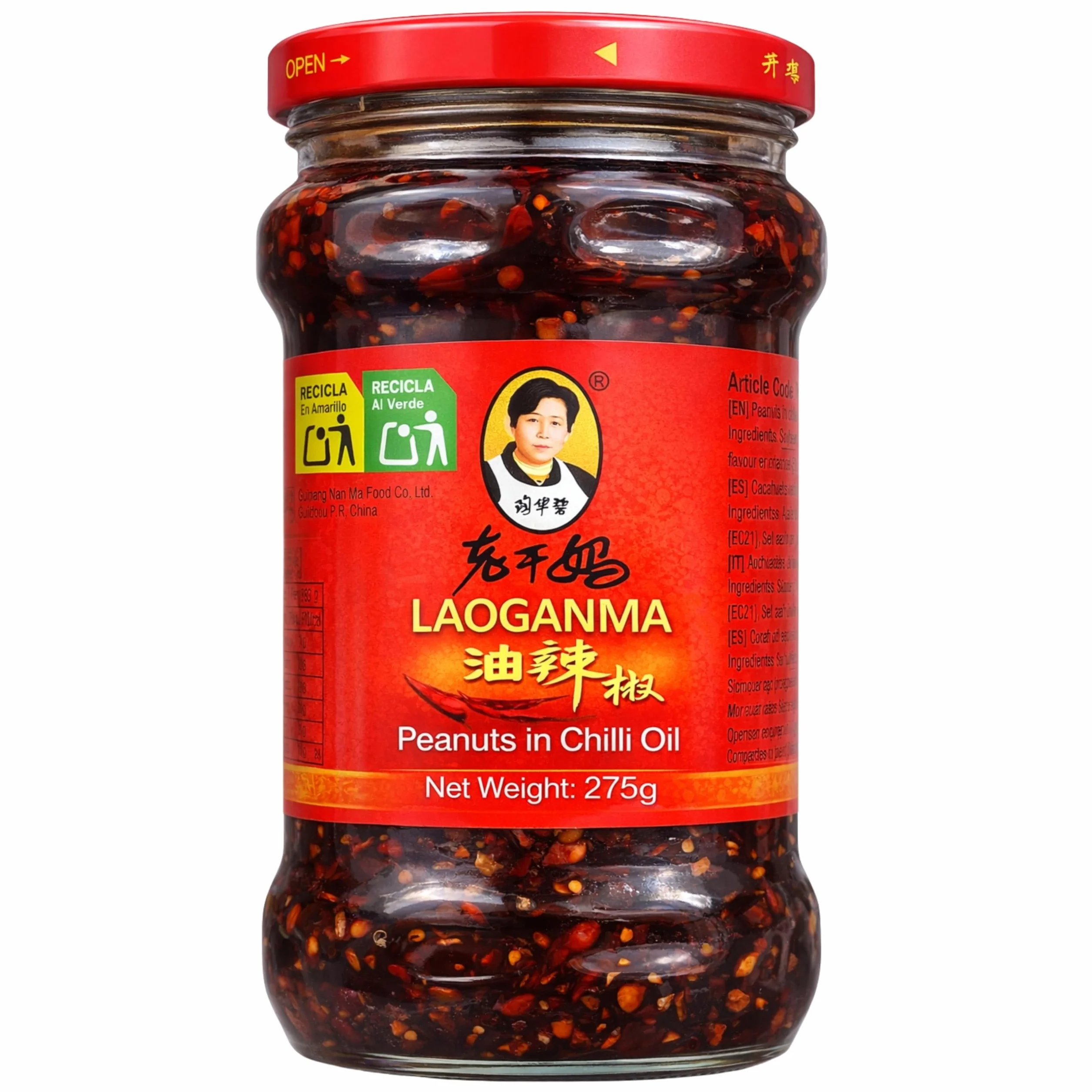 LaoGanMa Peanuts in Chili Oil 275g – Salsa Picante China con Cacahuetes Crujientes