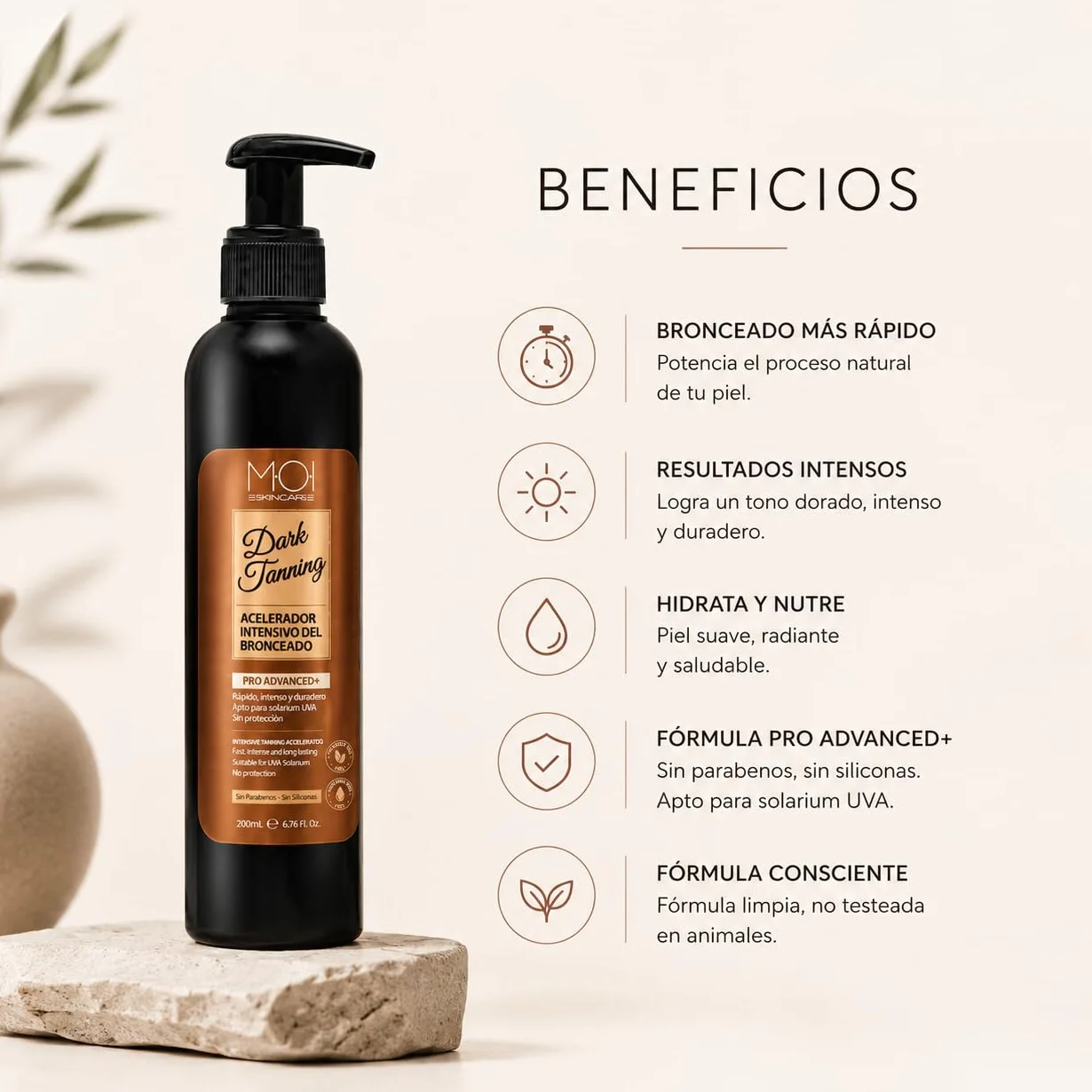 MOI Profesional DARK TANNING Acelerador intensivo del bronceado Solarium 200ml