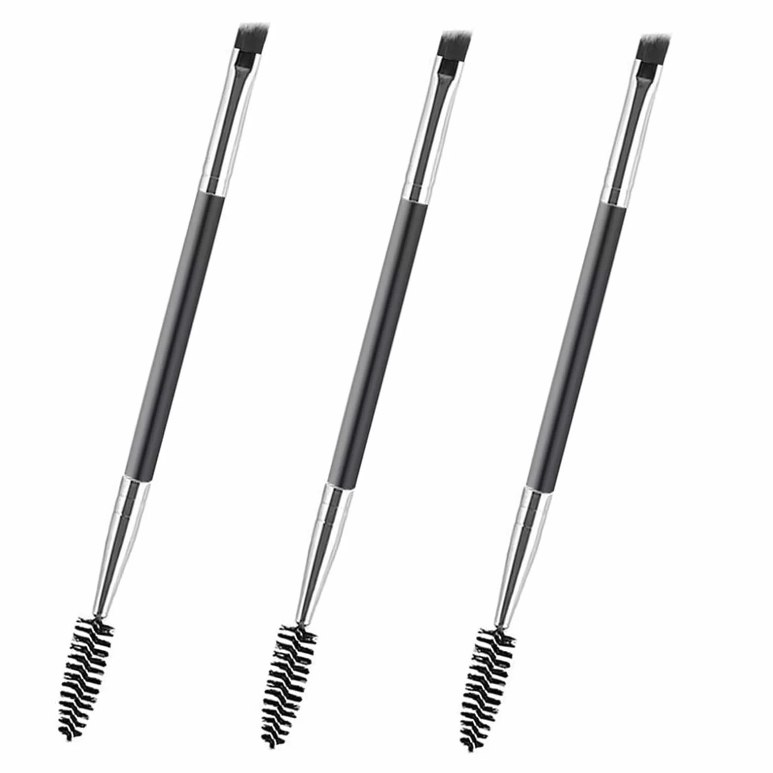 Duo Cepillos de Cejas en Ángulo, Pincel y Brocha para Cejas, Sombra de Ojos y Tinte de Pestañas