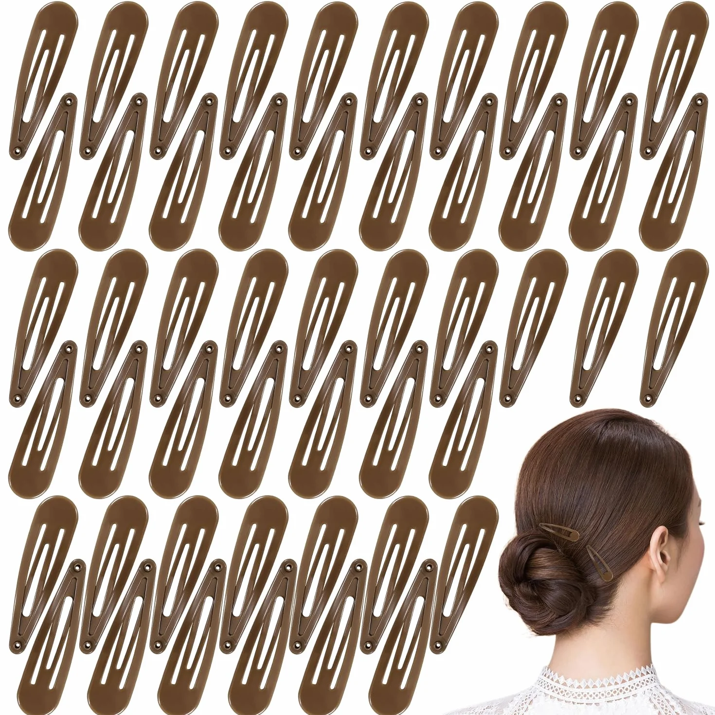 Horquillas de Pelo Metal 5 cm Pinzas para Niñas Mujeres Marrón Oscuro 50 Uds