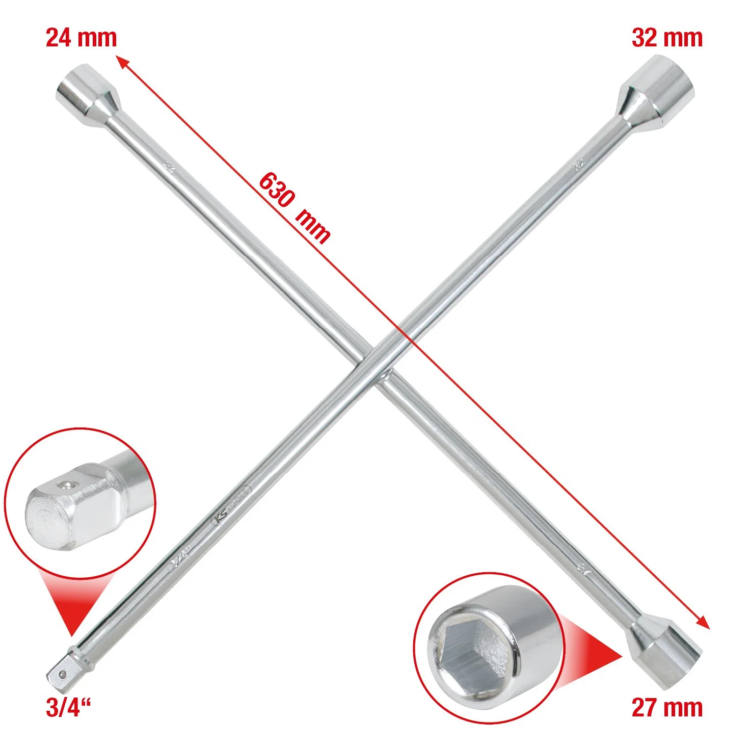 KS Tools 518.1155 Llave en cruz para ruedas