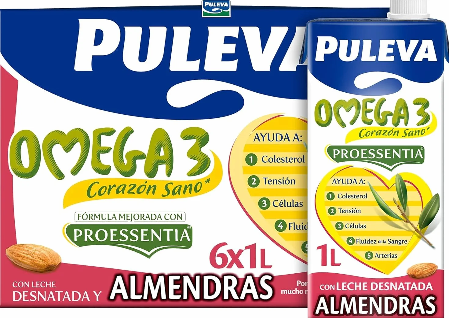 Puleva Omega 3 Proessentia Almendras brik 1L – Caja 6 litros