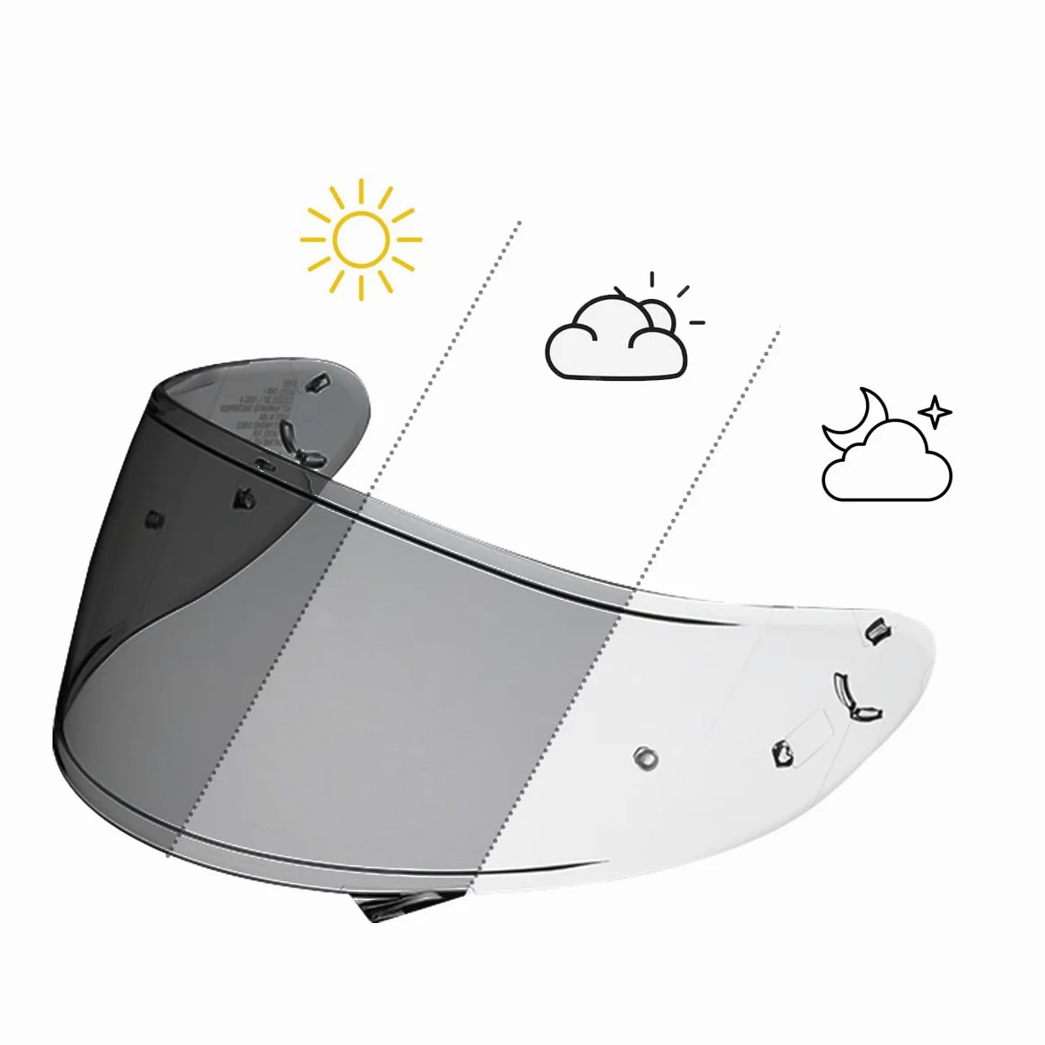 CWR-1 - Visera fotocromática de repuesto para cascos de motocicleta X14, X-Fourteen, RF-1200, Z7, NXR, RF-SR (transparente a humo)