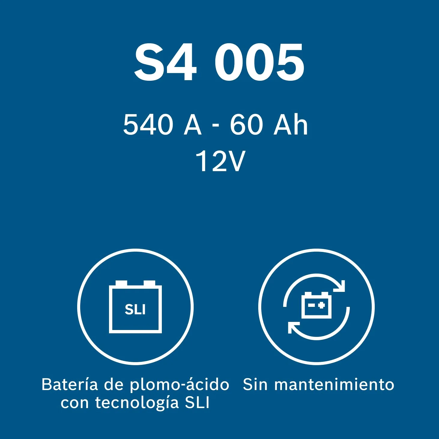 Bosch S4 005 Batería para Coche 60 A/h - 540 A - 12 V, de Plomo-Ácido para Vehículos sin Sistema Start/Stop, Polaridad Izquierda (-) Derecha (+), 242 x 175 x 190 mm