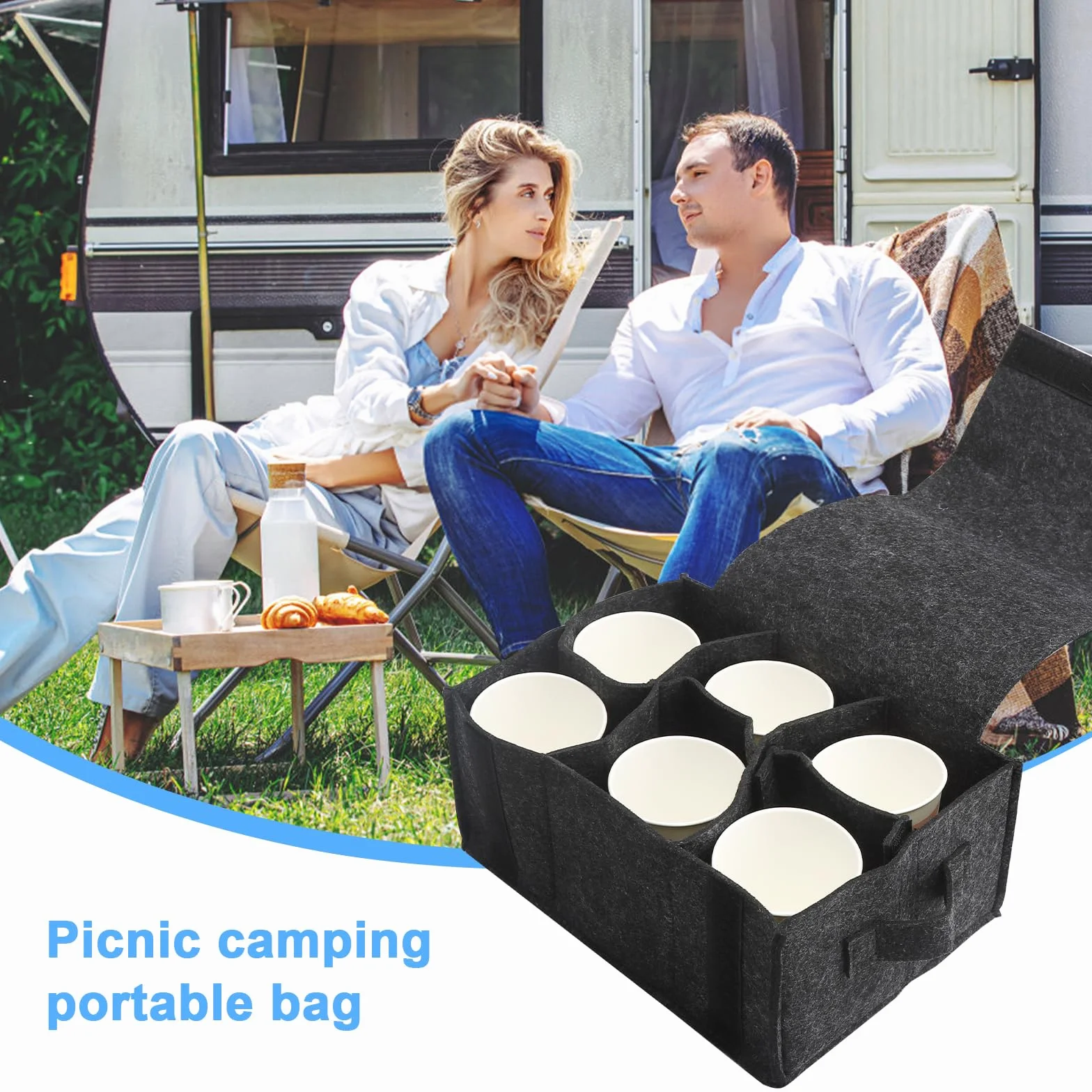 Soporte para platos para caravana, bolsa de fieltro para almacenamiento de tazas, soporte para tazas, caravana, organizador de caravanas, camping, camping, almacenamiento de tazas