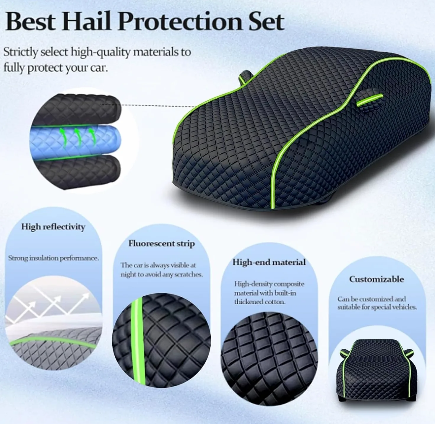 Funda Coche Antigranizo para Jeep Compass | Bloqueo UV Transpirable Funda Coche Anti-Granizo Oxford con Cuerdas Antiviento, Antiarayazos Anti-Polvo Nieve Impermeable