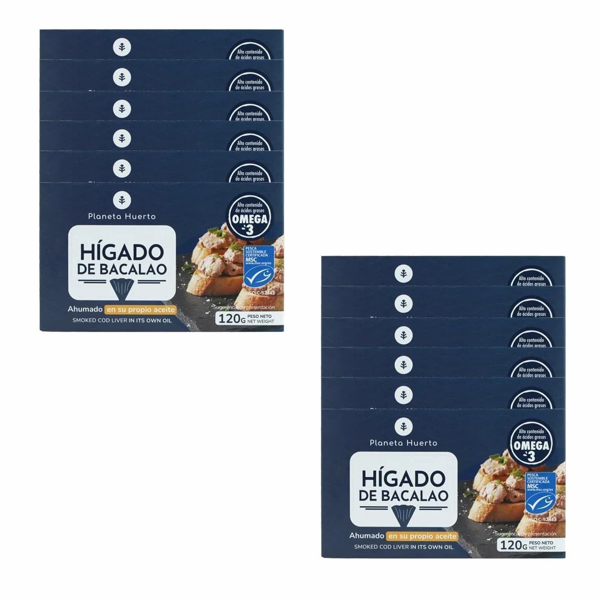 Planeta Huerto Hígado de bacalao en su propio aceite 120 g Pack 12