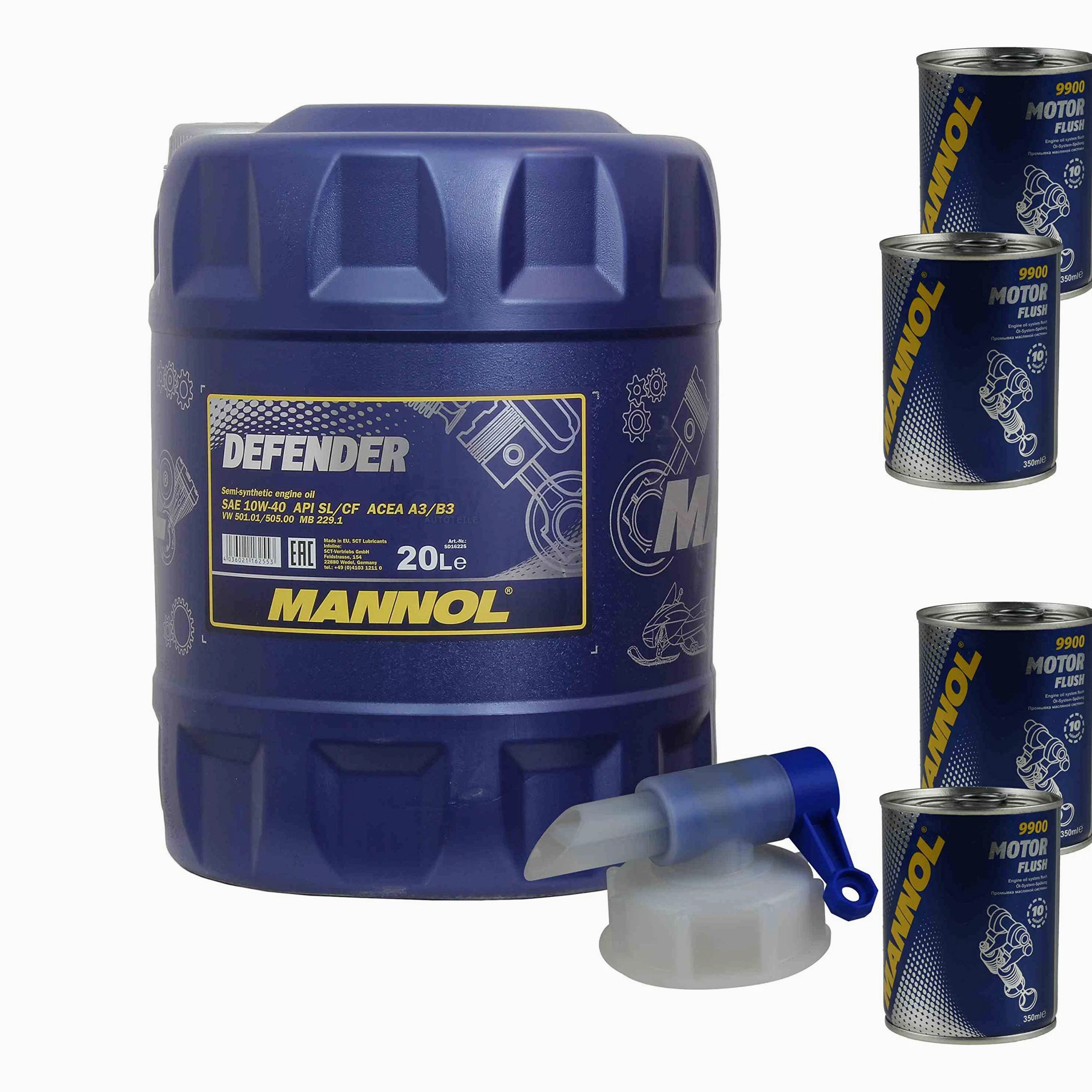 Mannol Defender 10W-40 - Aceite para motor (20 L, 4 unidades