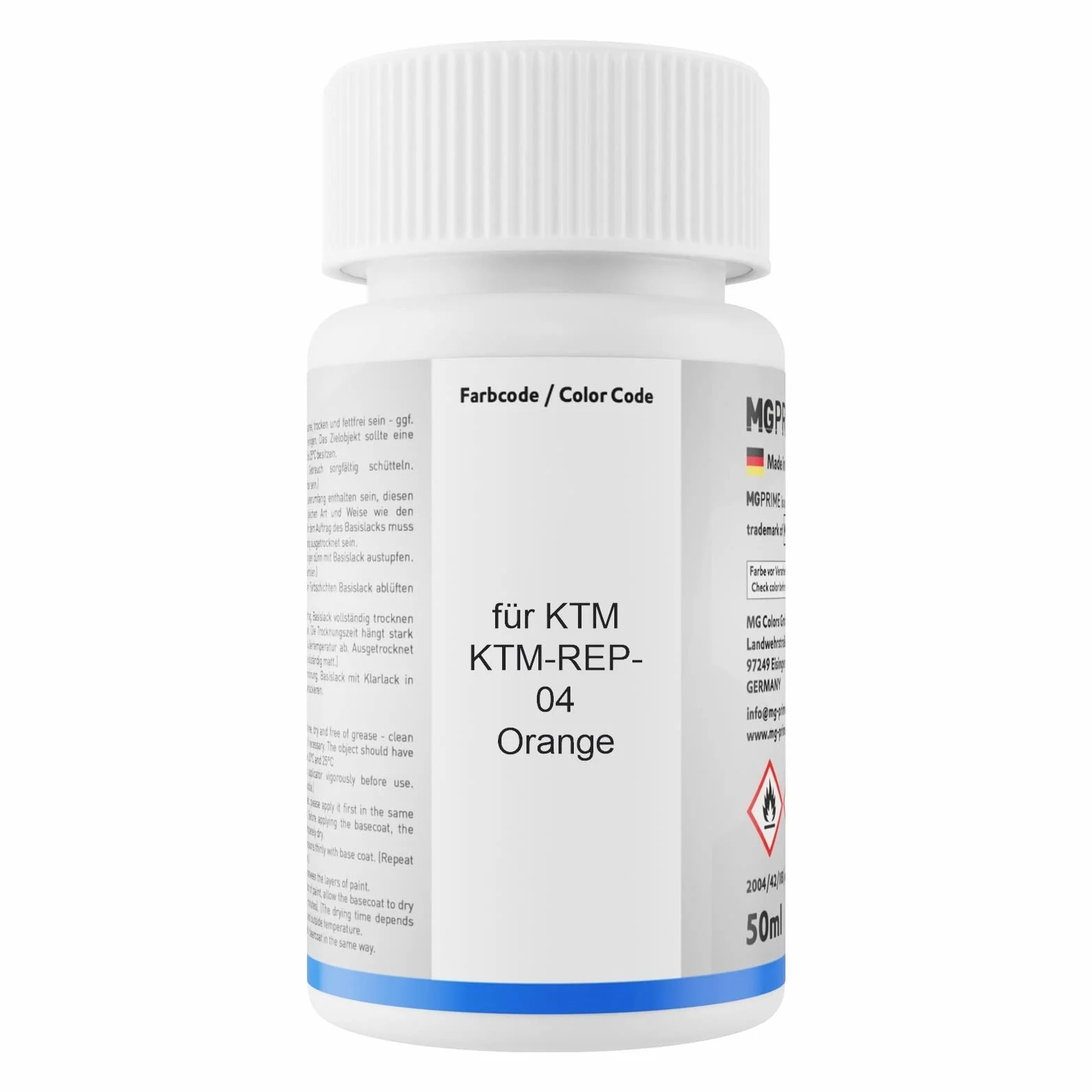 MG PRIME Pintura para motos Set de lápices de retoque para KTM KTM-REP-04 Orange Pintura base pintura transparente, 50 ml cada uno