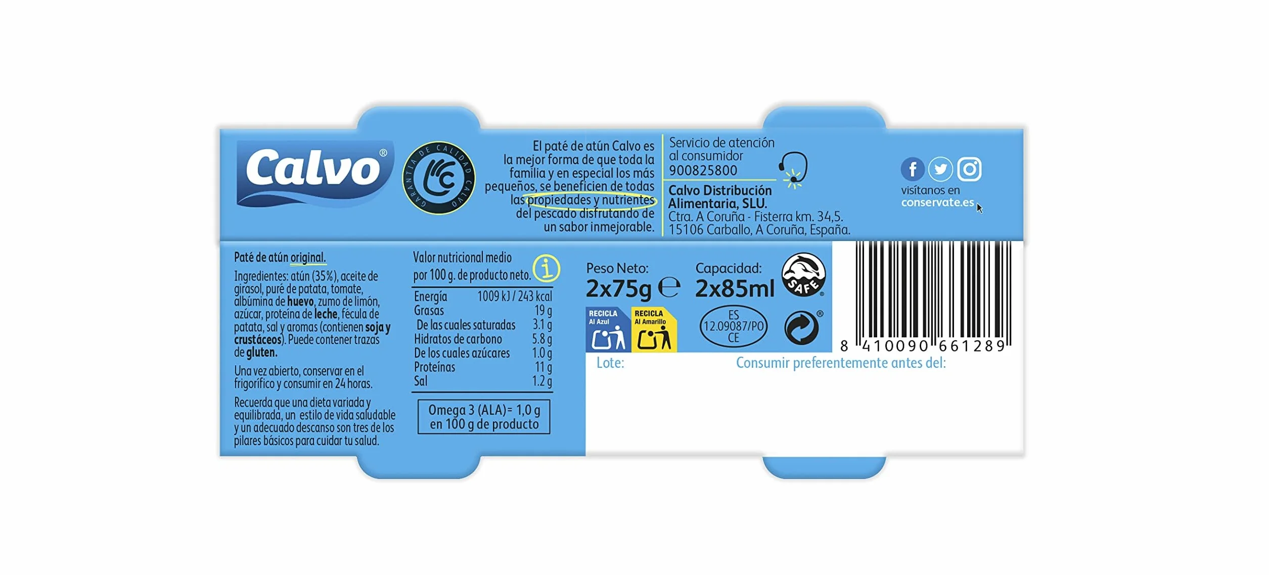 Calvo Paté de Atún Pack2 75g