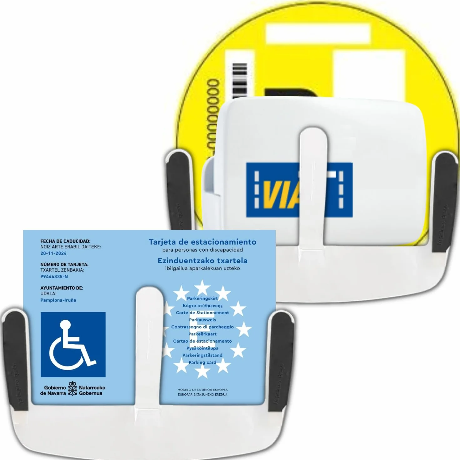 Soporte Tarjeta Minusvalido Coche x2 Pegatinas para Coche de Minusvalidos Resistente Pegatina Distintivo Ambiental DGT - Portadocumentos Funda Soporte Itv - Accesorios Interior Gadgets Holder Car