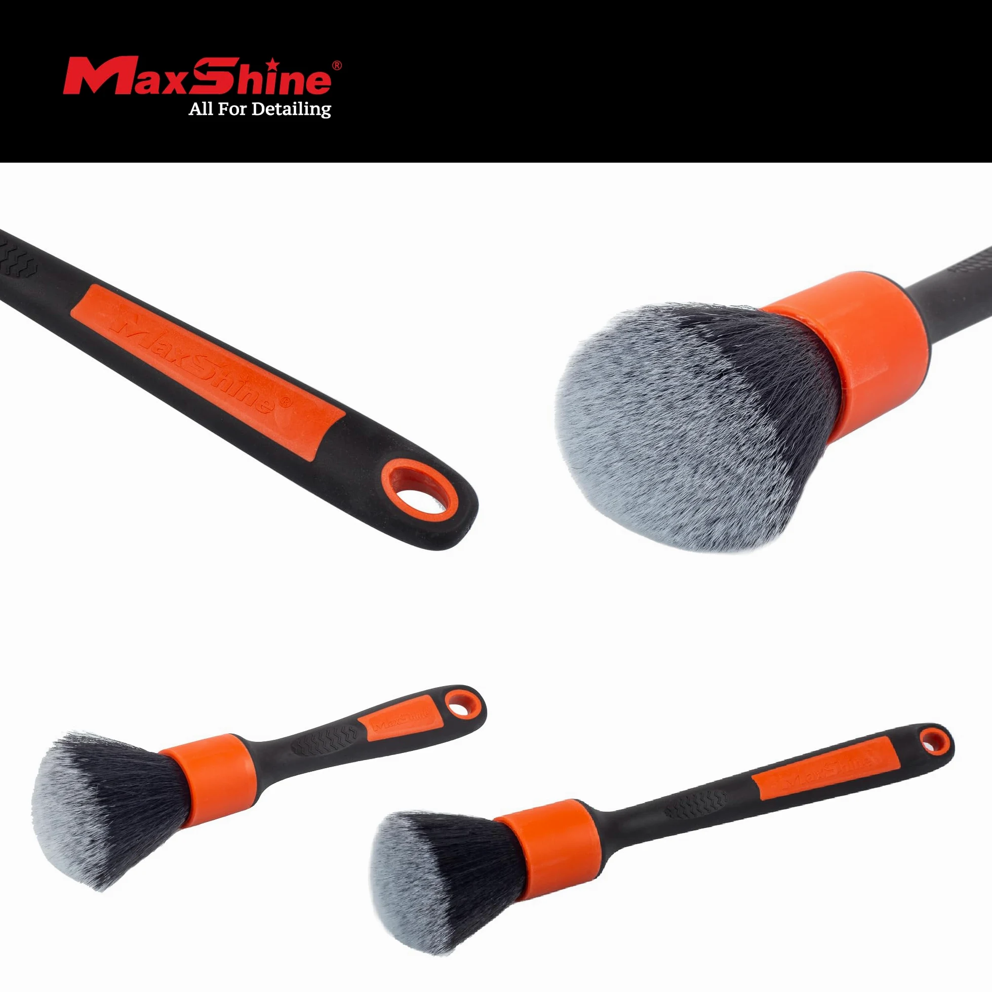 Maxshine ESS - Juego de 2 cepillos para Detalles, Ultra Suaves (Grandes y pequeños), cepillos Profesionales para Interiores, Exteriores, Asientos de Cuero, Compartimento del Motor, Rueda, cepillos de