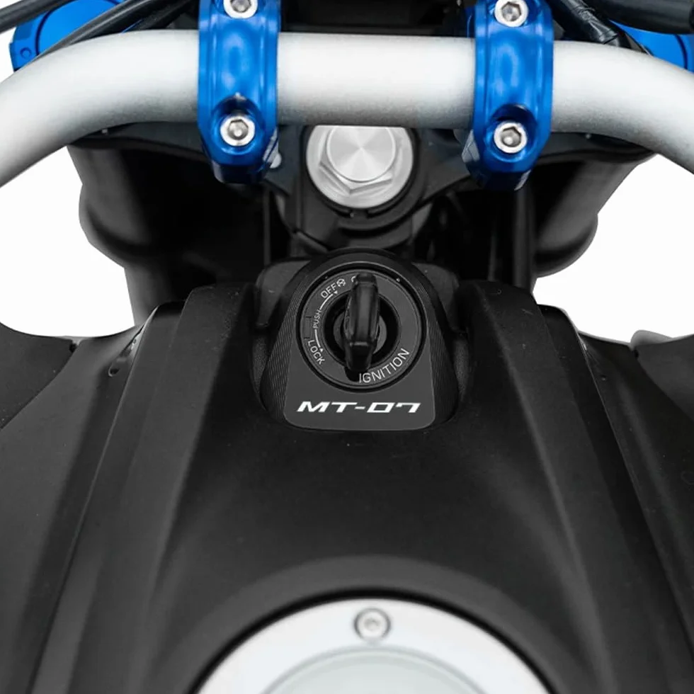 Compatible con MT 07 MT07 MT-07 FZ07 2025 2026 Accesorio para motocicleta Bloqueo de encendido Cubierta decorativa Anillo de cerradura de llave Cubierta protectora (Negro)