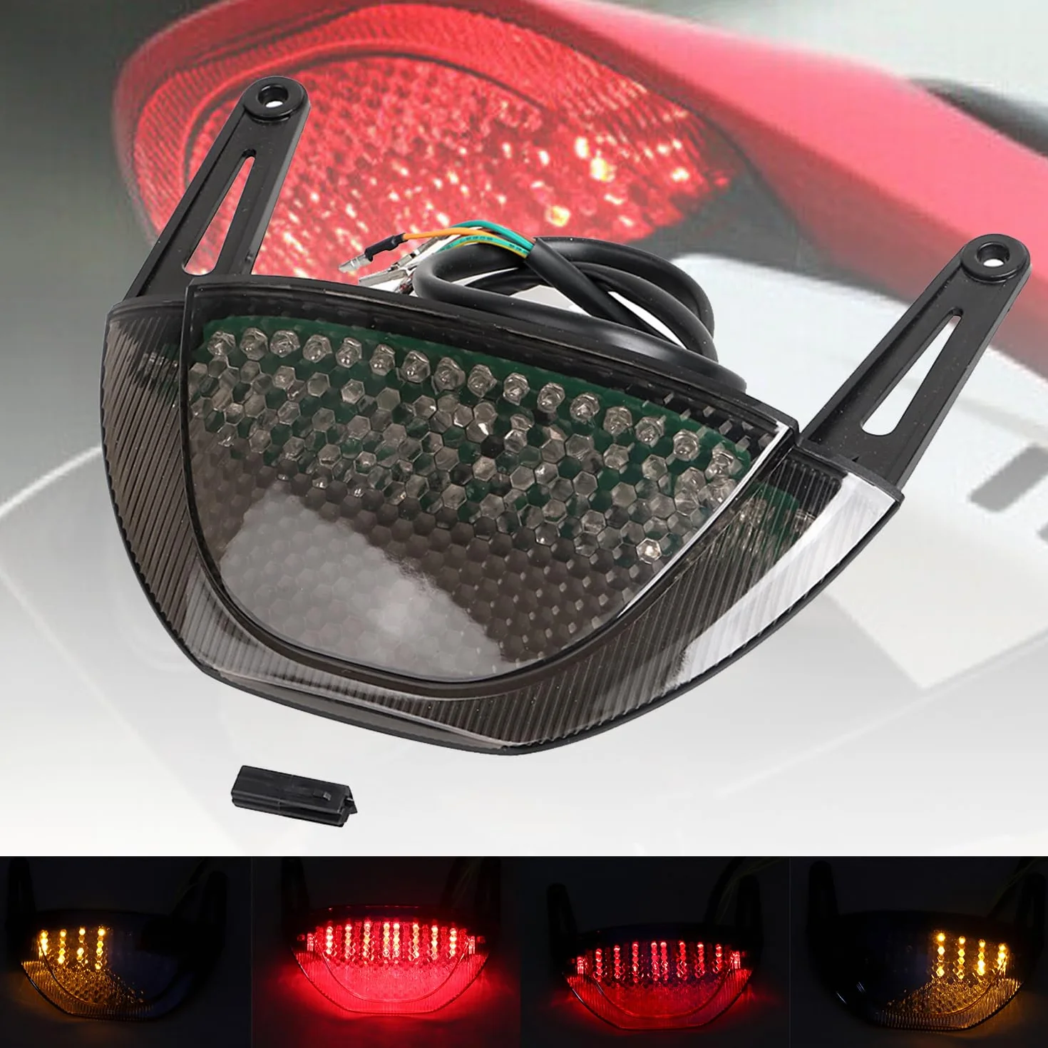 Piloto trasero LED Freno Intermitentes Integrados Ahumado Para H-onda CBR600RR 2007-2012