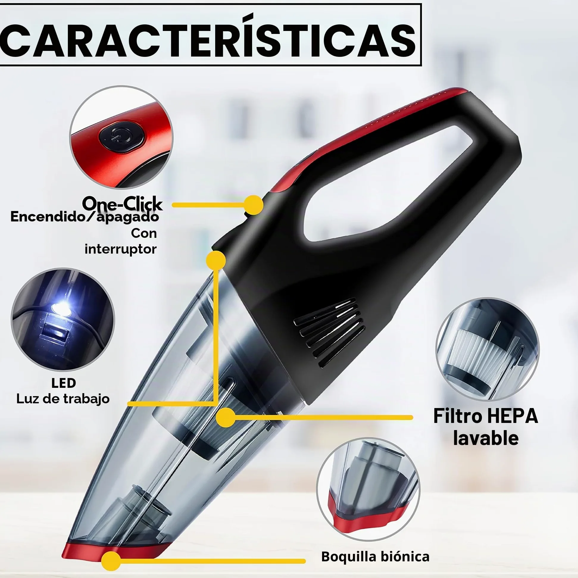 Samsung Aspiradora de mano recargable, batería, HEPA, 6200 Pa, para coche e inalámbrica